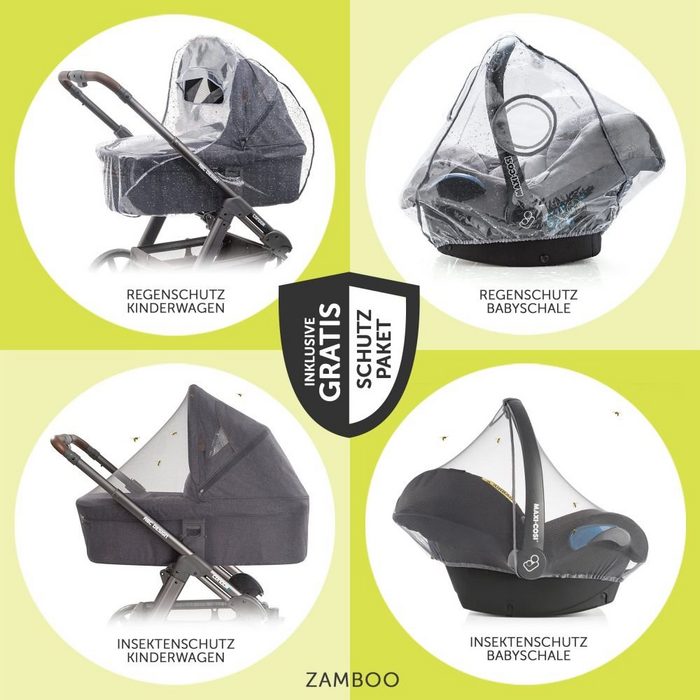 ABC Design Kombi-Kinderwagen Samba - Diamond Edition - Asphalt (9-tlg) 3in1 Kinderwagen Buggy Set mit Babywanne Babyschale Tulip Regenschutz &amp; Zubehör Kollektion 2023 NZ14024