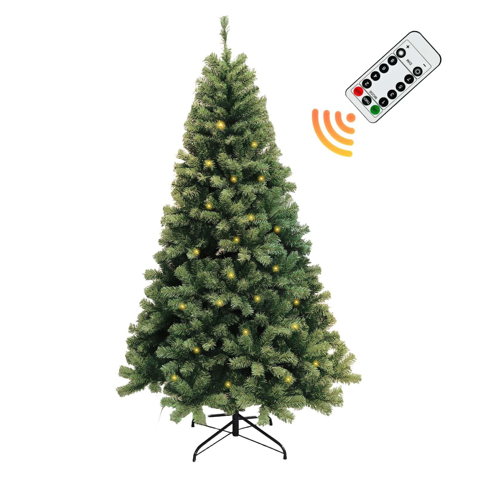 GarveeMore Künstlicher Weihnachtsbaum Künstlicher Tannenbaum mit LED Beleuchtung, doppelter Metallständer