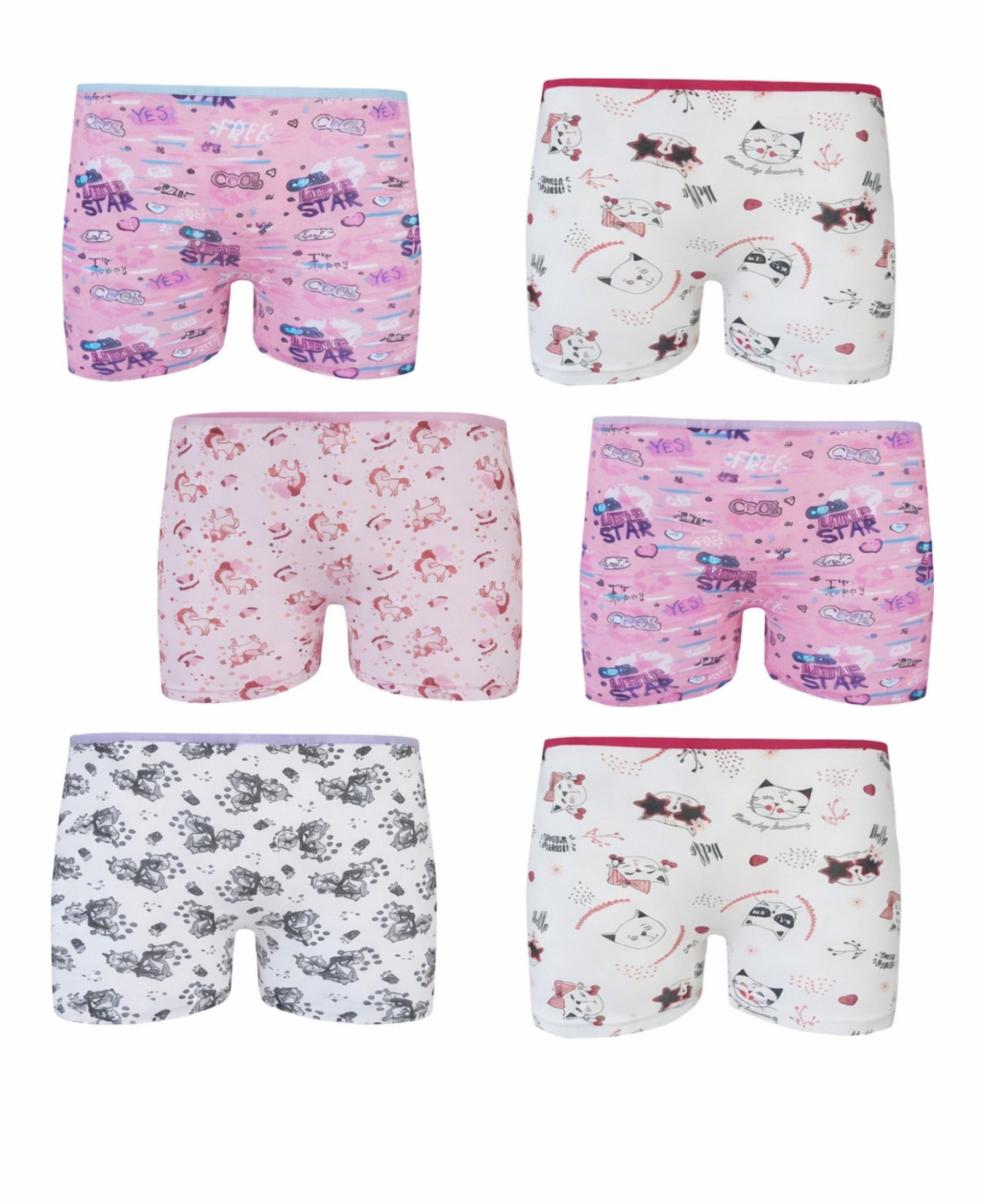 Tutku Elit Panty Mädchen 6er Pack – Bequeme Unterwäsche Shorts Baumwolle mit Elastan (6er-Set) Weiches Tragegefühl, elastischer Sitz, kindgerechte Designs