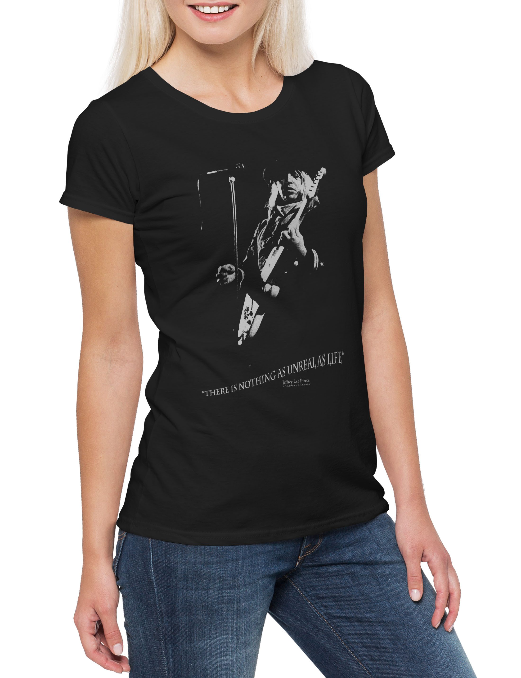 Print-Shirt Jeffrey Lee Pierce Retro Damen T-Shirt The Memorial Gun Classic Club
