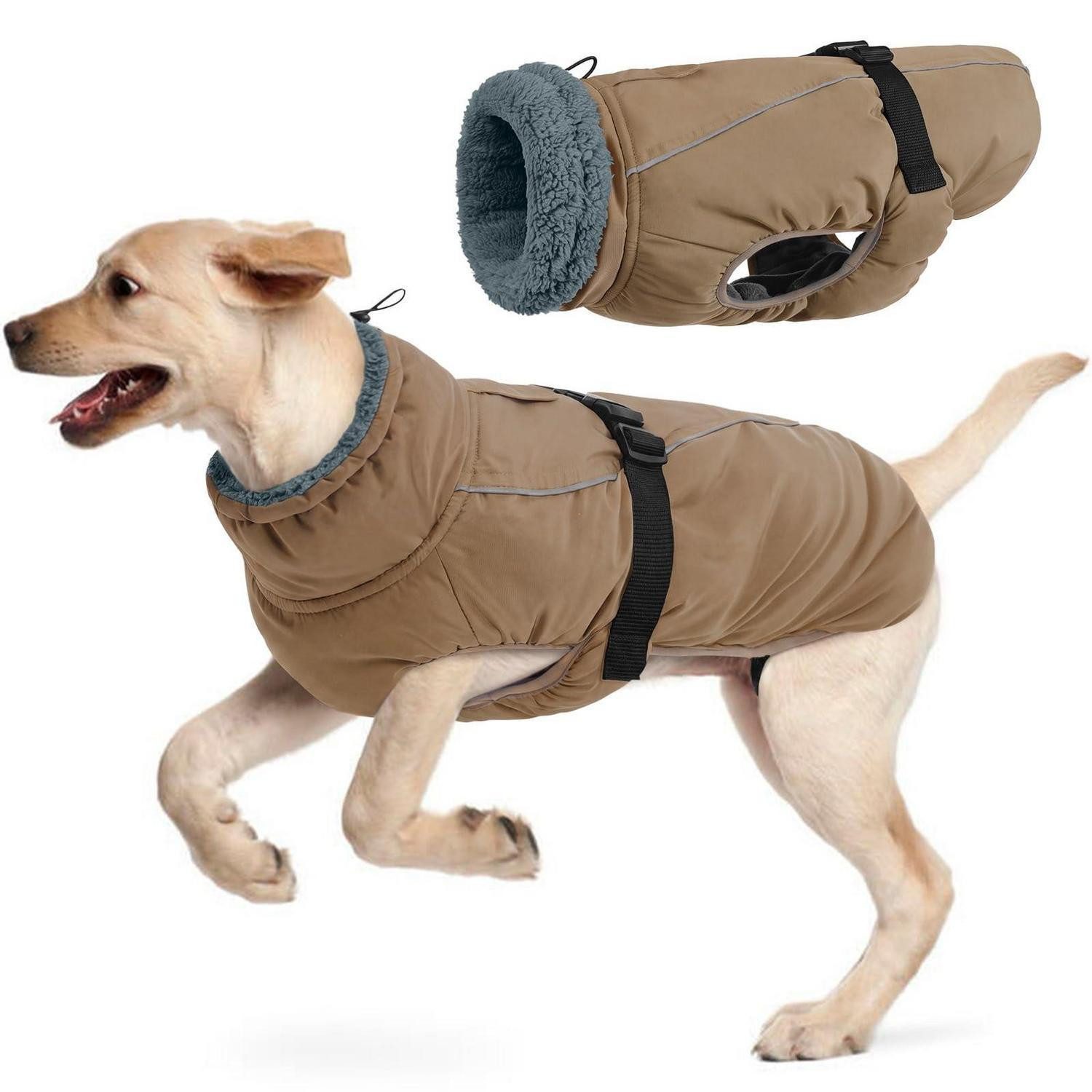 LuxusKollektion Hundemantel Hundemantel Khaki Warm Wasserdicht Reflektierend