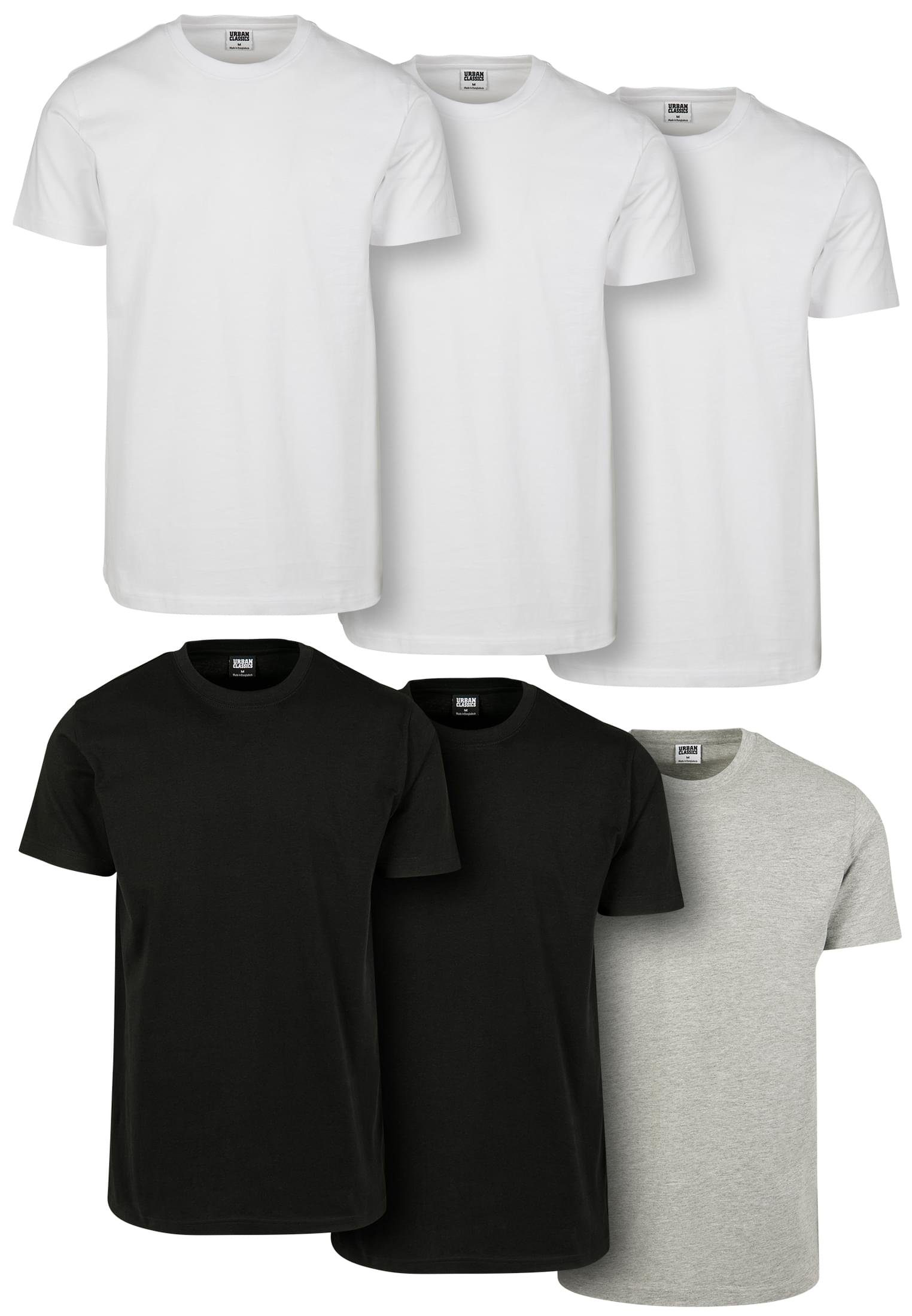 URBAN CLASSICS T-Shirt Herren 6-Pack (1-tlg) white/black/grey Basic Tee