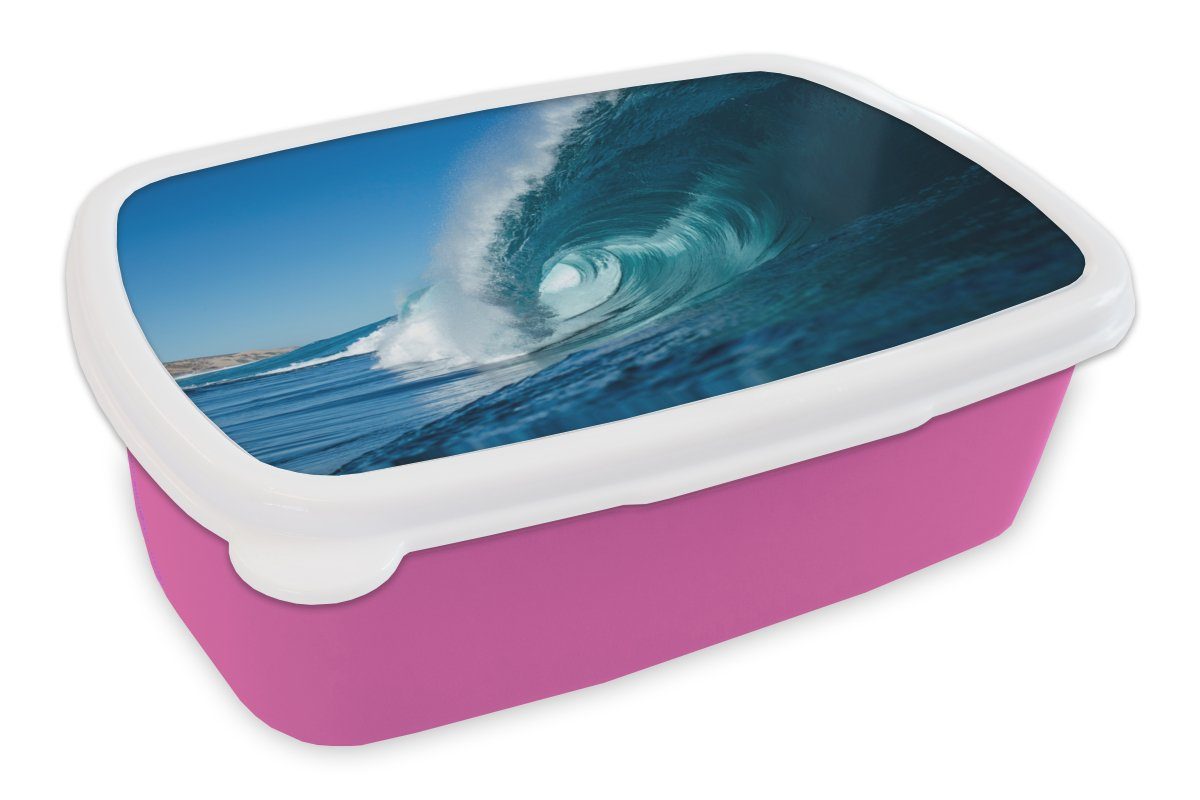 MuchoWow Lunchbox Meer - Wasser - Golf, Kunststoff, (2-tlg), Brotbox für Erwachsene, Brotdose Kinder, Snackbox, Mädchen, Kunststoff rosa