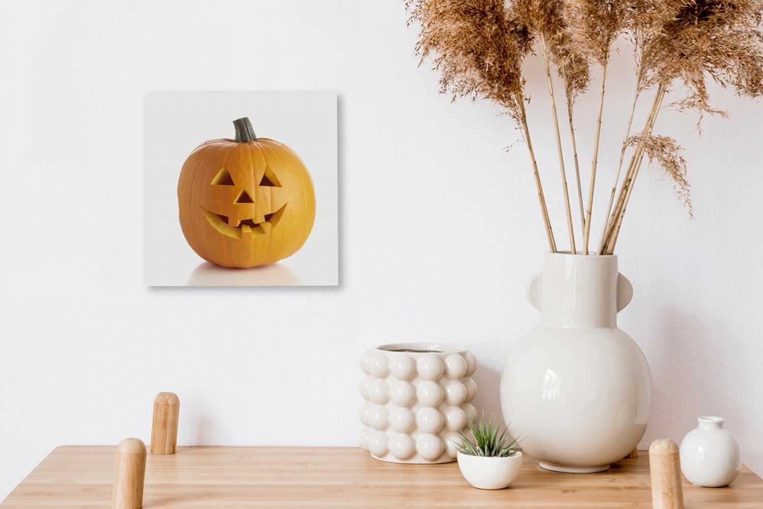 St), Kürbisses für Gesicht Leinwandbild geschnitzten eines Bilder Leinwand für einem Bild (1 OneMillionCanvasses® Halloween, Schlafzimmer mit Wohnzimmer