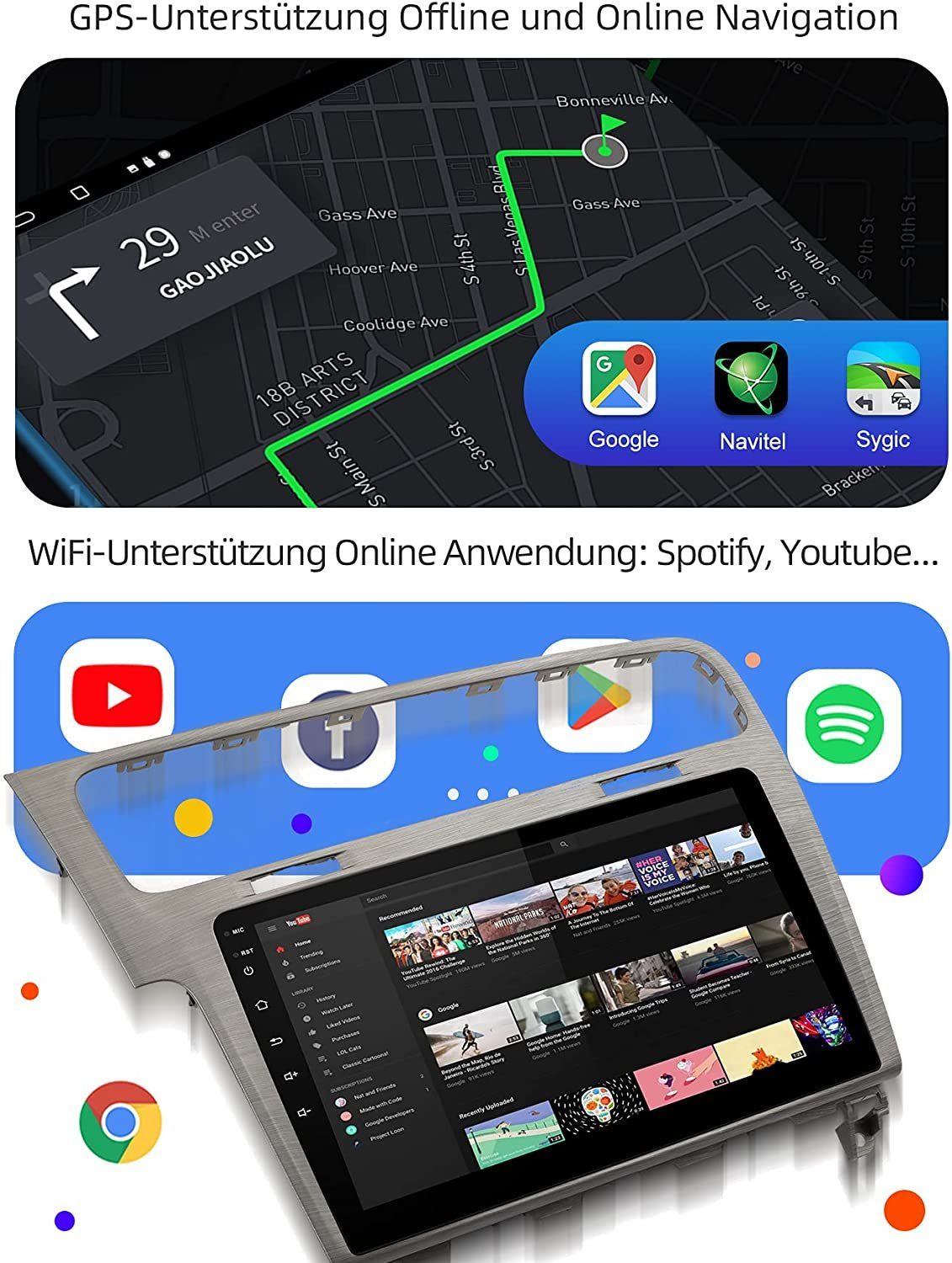 GABITECH für 7 11 Carplay GB VW BT Android 2013-2017 GPS Einbau-Navigationsgerät Golf 4+64 Autoradio