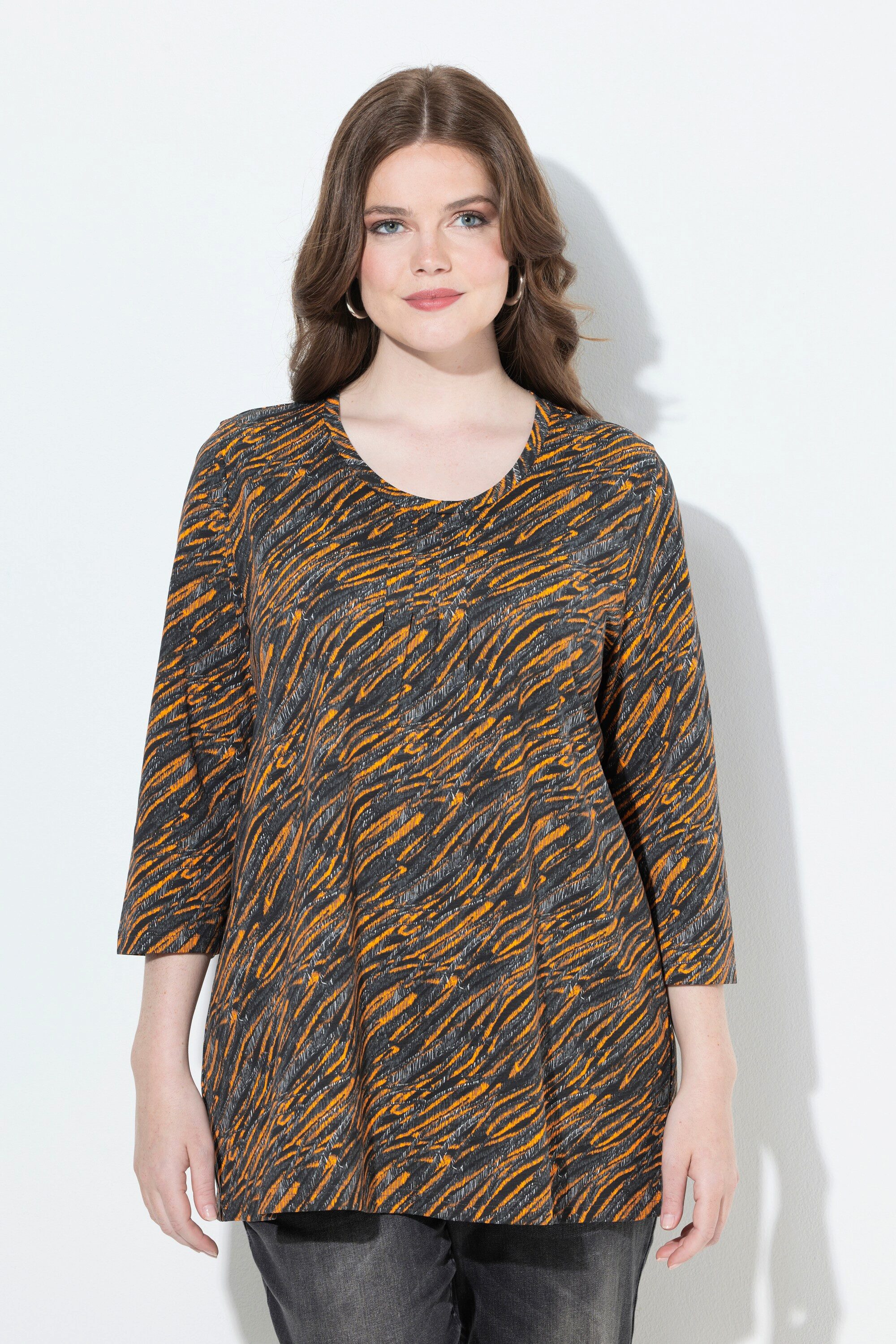 Ulla Popken T-Shirt Shirt grafischer Druck A-Linie Rundhals 3/4-Arm günstig online kaufen