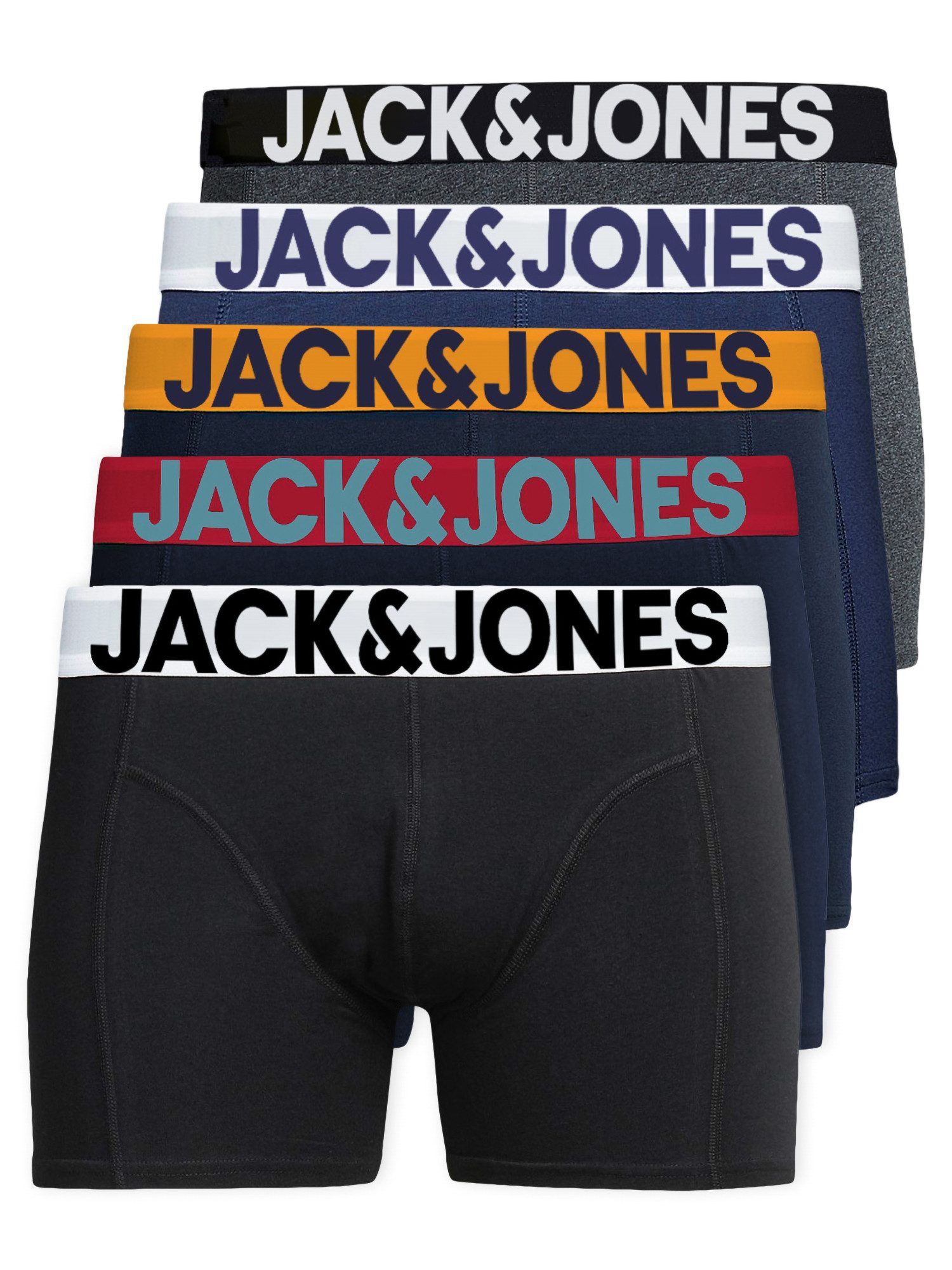 Jack & Jones Boxershorts Solid (5-St., 5er Pack) gute Passform durch elastische Baumwollqualität