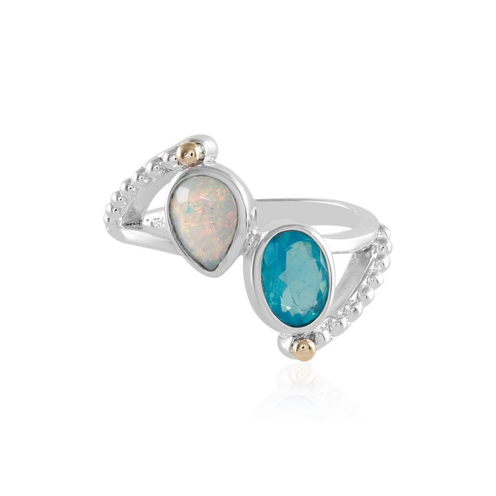 Cavill Goldring Cavill Ring 925 Silber mit 14K Gold, Welo Opal & blauer Opal oval (1-tlg)
