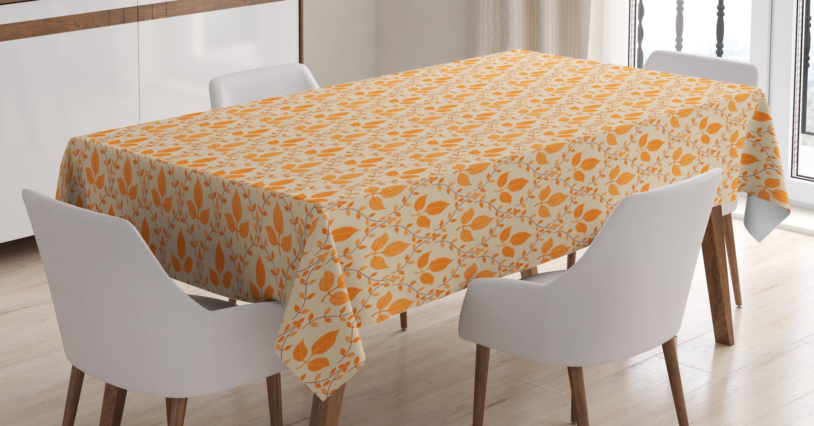 Abakuhaus Tischdecke Farbfest Waschbar Für den Außen Bereich geeignet Klare Farben, Orange Beige Herbstlaub