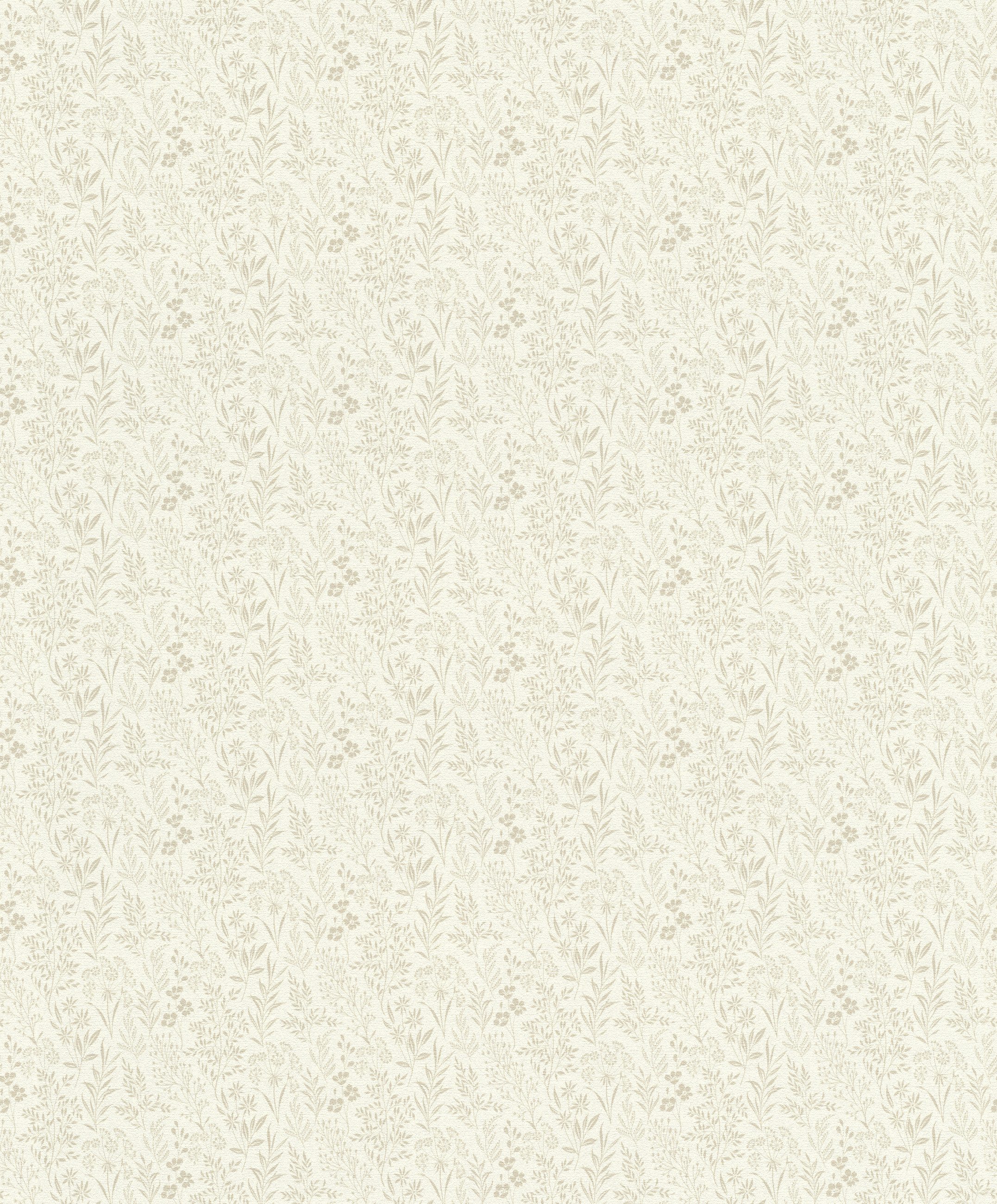 Rasch Vliestapete mit Blumen und Blätter-Muster in Braun und Beige, strukturiert, naturalistisch, matt, gemustert, botanisch, (1 St), Blümchen
