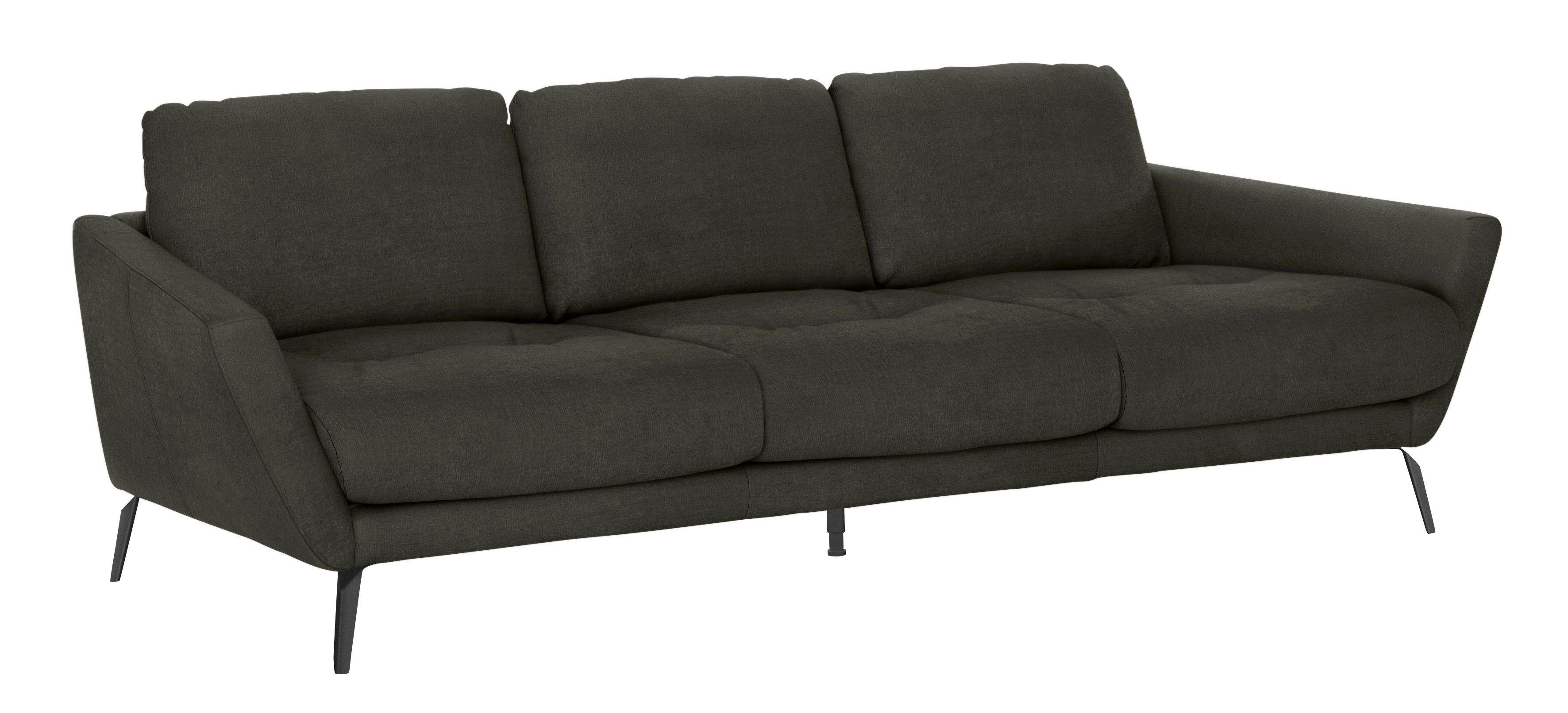 im Big-Sofa Heftung schwarz Füße Sitz, W.SCHILLIG dekorativer pulverbeschichtet softy, mit