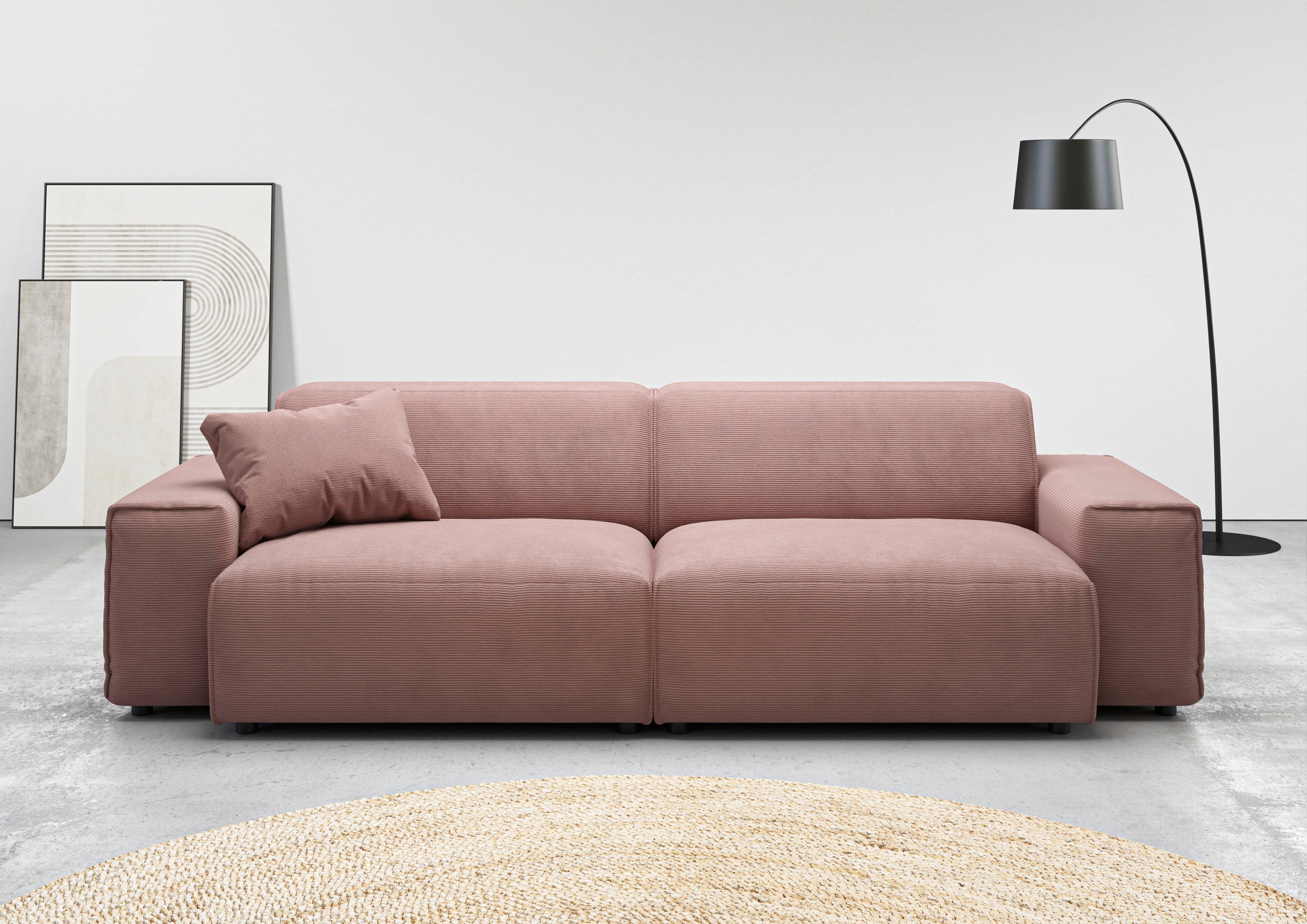 andas Big-Sofa Glimminge auch in Breitcord, Feincord + Easy care-Bezug, besondere Kedernähte Zierkissen