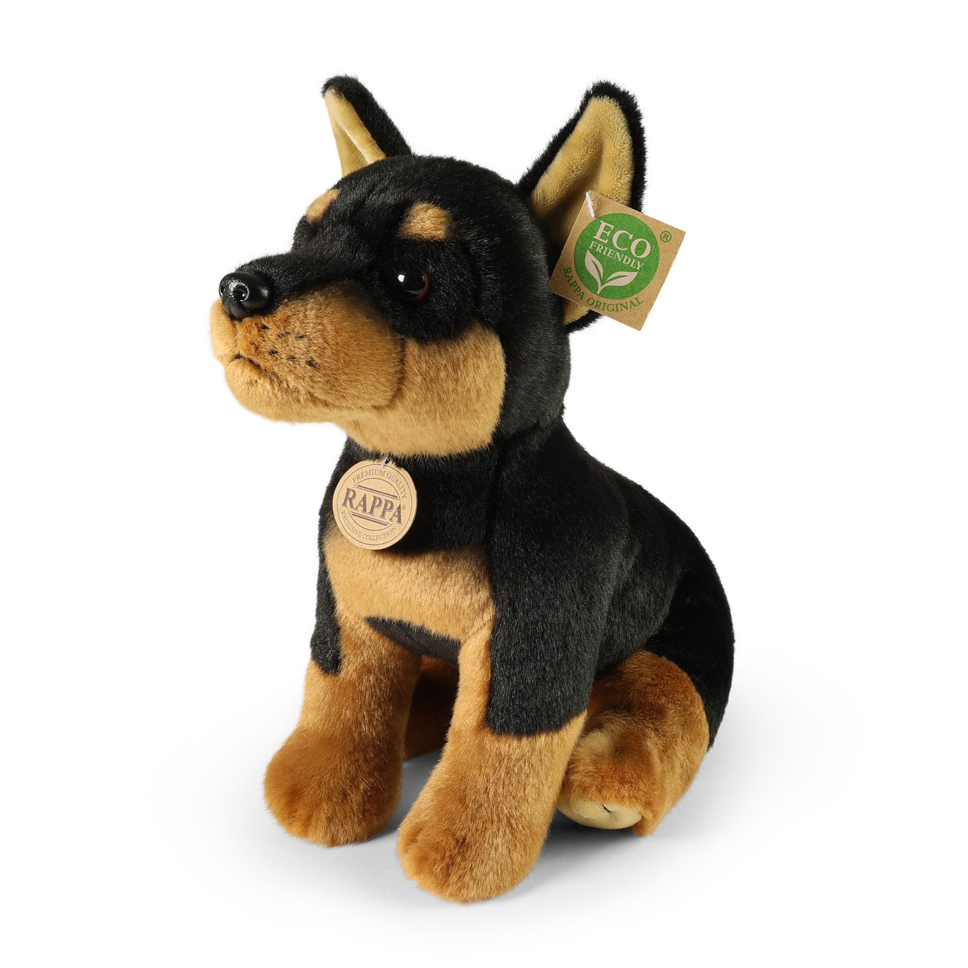 Teddys Rothenburg Kuscheltier Kuscheltier Dobermann sitzend 30 cm schwarz/braun Plüschhund