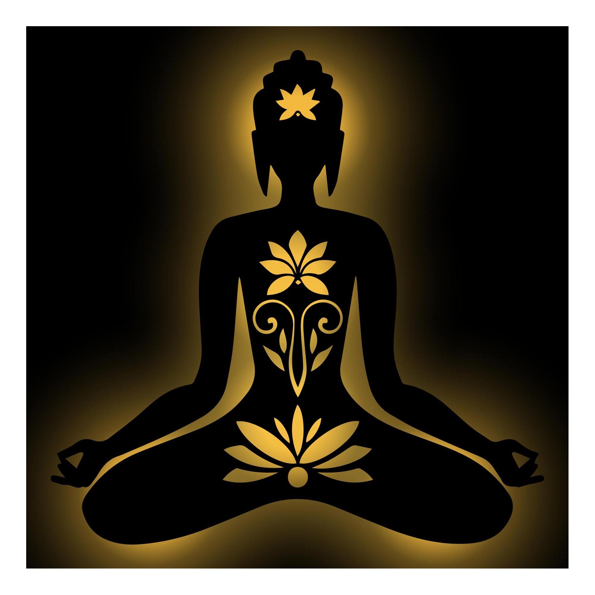 Namofactur LED Dekolicht Yoga Lotus LED Wand Deko Dekoration, Ohne Zugschalter/Stern, LED fest integriert, Warmweiß