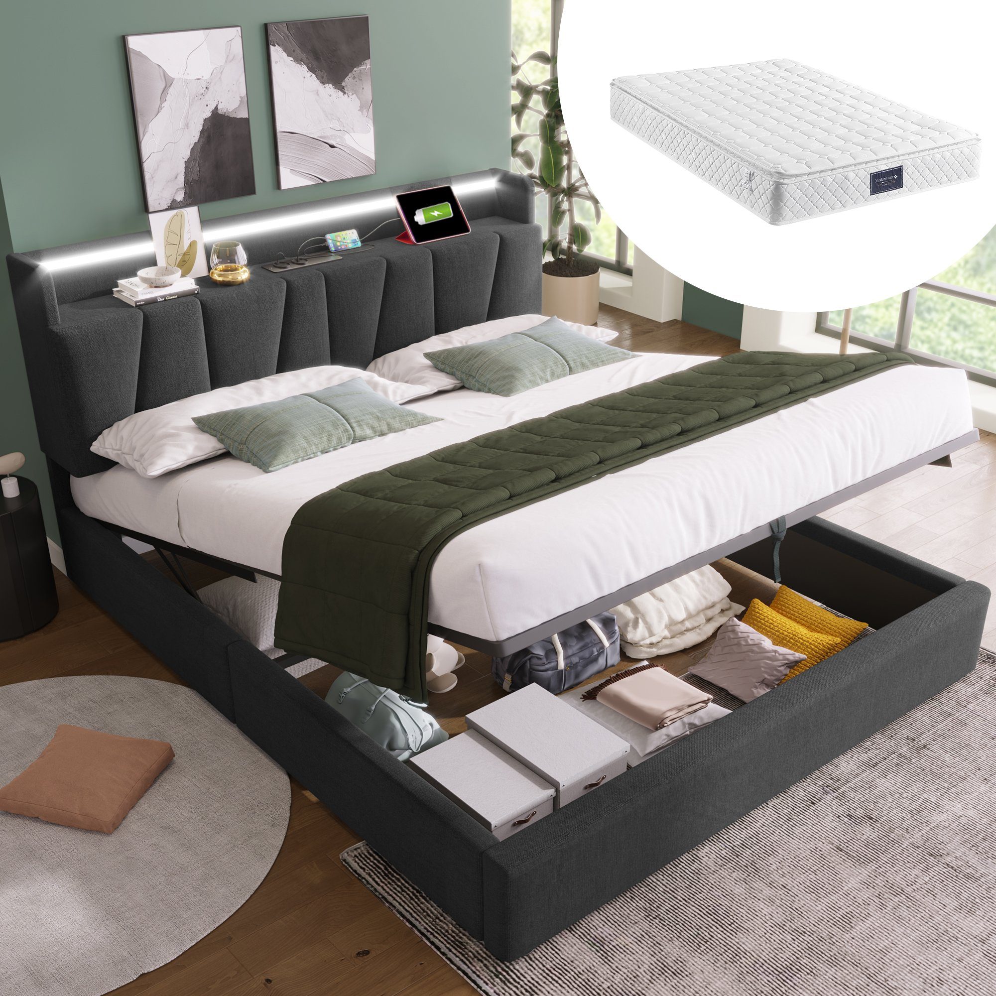 HAUSS SPOLE Polsterbett Polsterbett hydraulisches Doppelbett günstig online kaufen