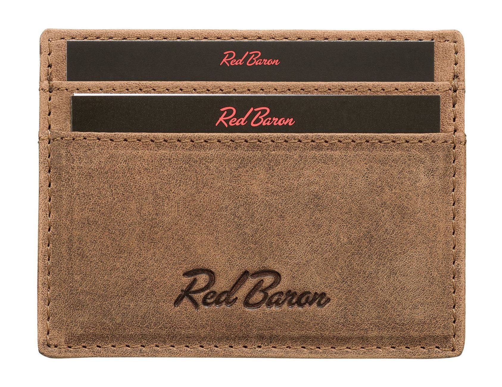 Leder, Baron Red einfach Kartenetui RB-CC-001-05, 4 Kreditkartenfächer, schlicht,