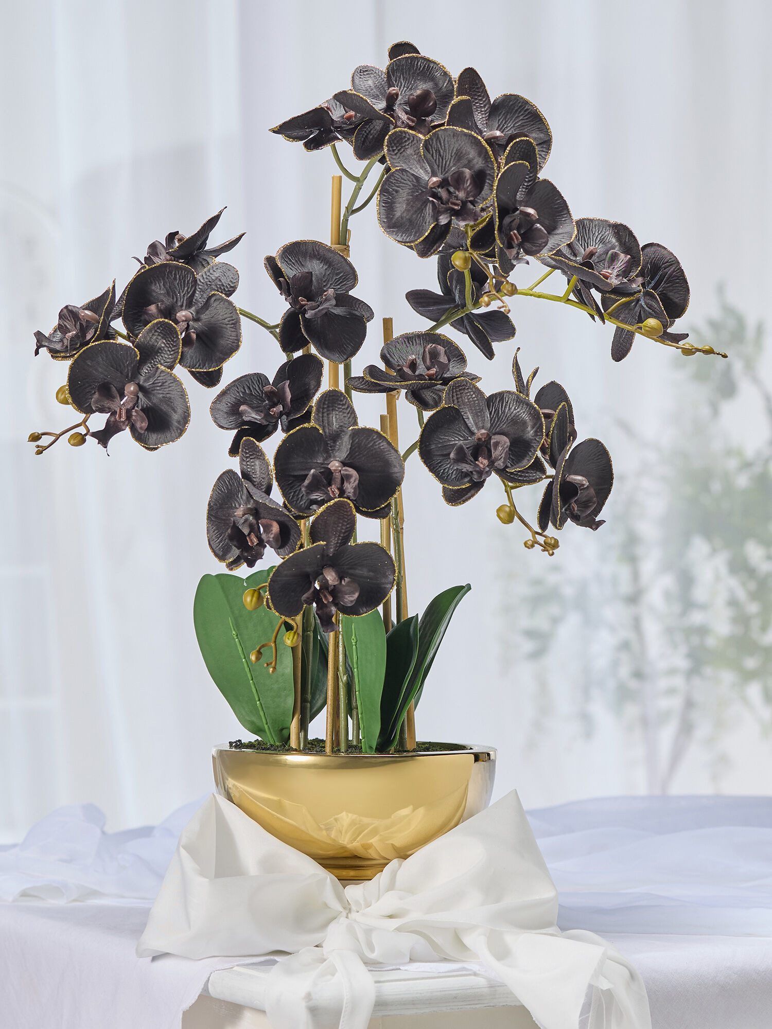 Dekorieren macht glücklich Dekoobjekt Kunstorchidee Phalaenopsis in goldfar günstig online kaufen