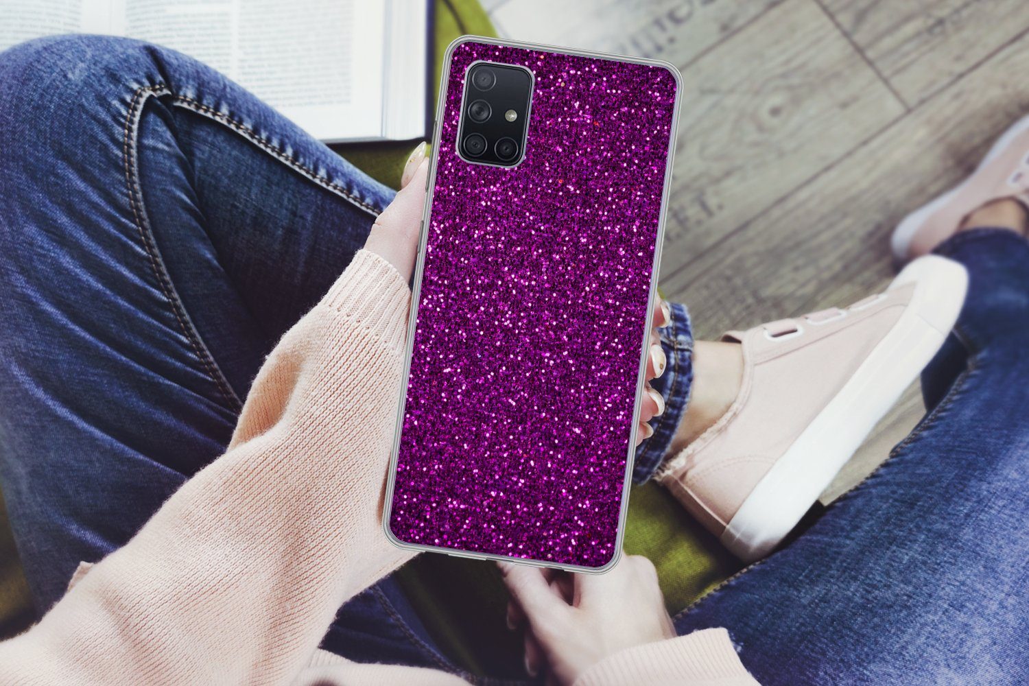 MuchoWow Handyhülle für Samsung Galaxy A71 Lila - Rosa - Muster - Abstrakt, Phone Case, Silikon, Schutzhülle Dünn