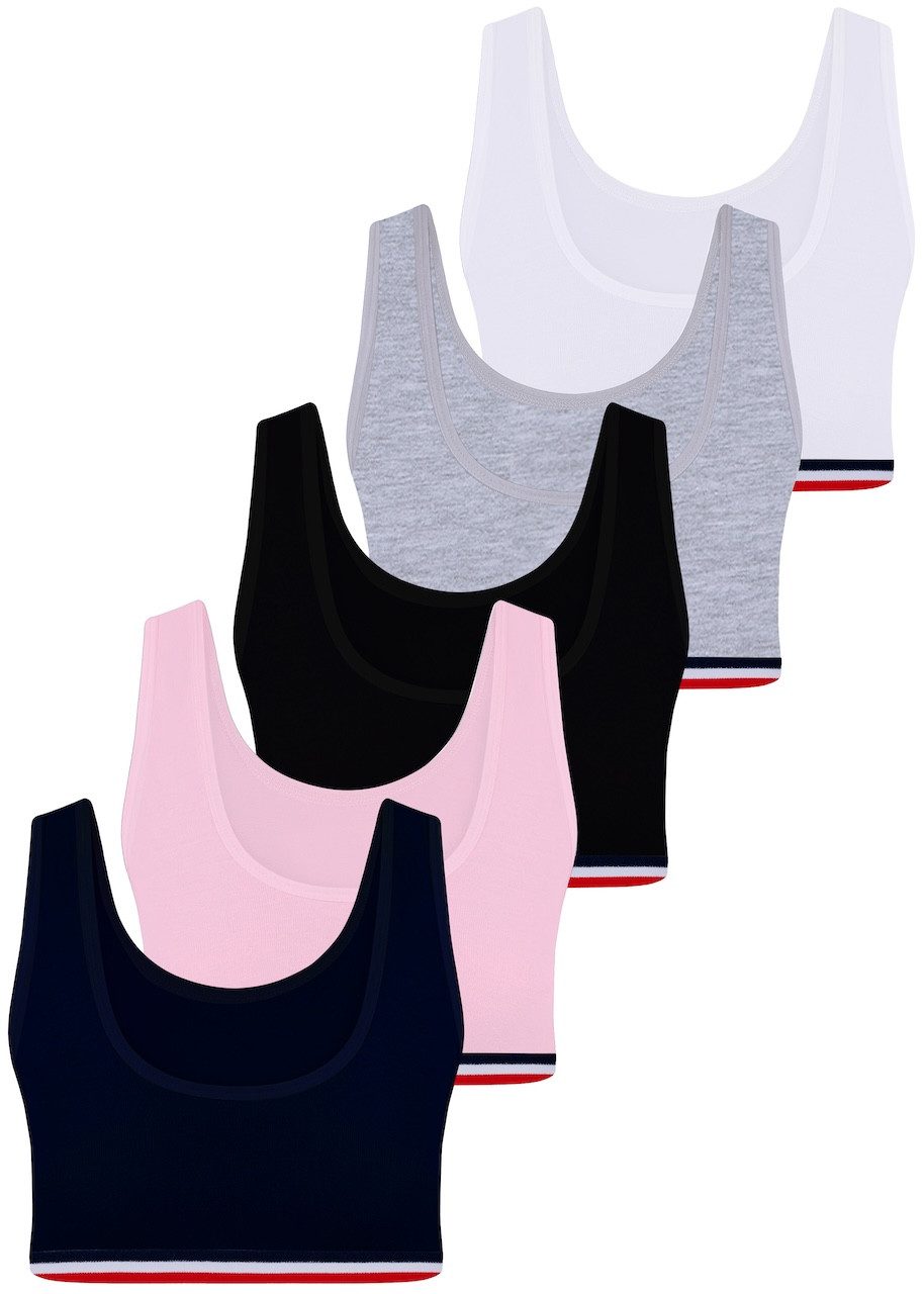 LOREZA Bustier 5er Set Mädchen Bustier - Streifen - Bunt (Set, 5-tlg., 5er-Pack)