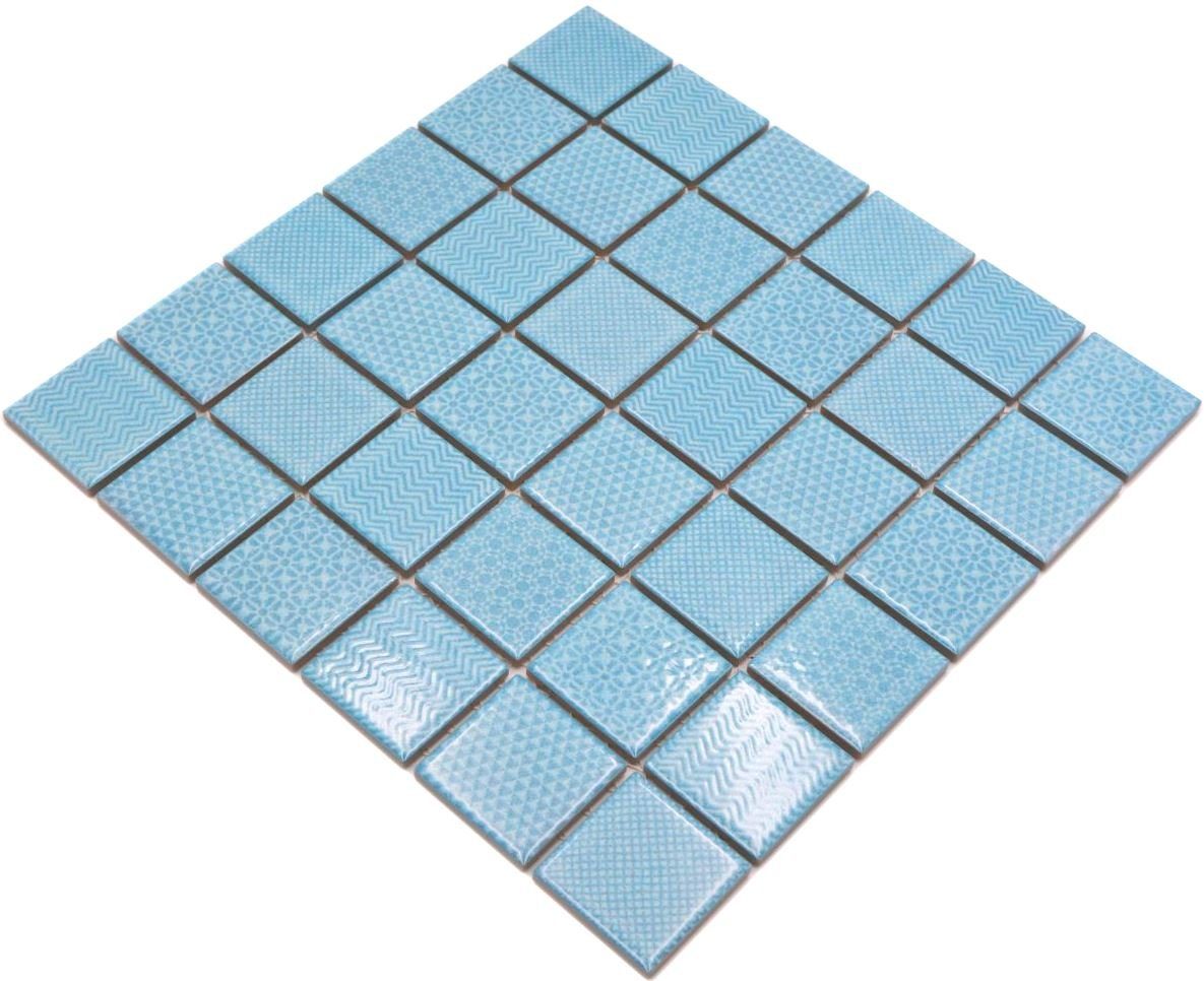 Mosani Mosaikfliesen Keramik Mosaik Fliese hellblau eisblau BAD Pool Плиткаspiegel Küche