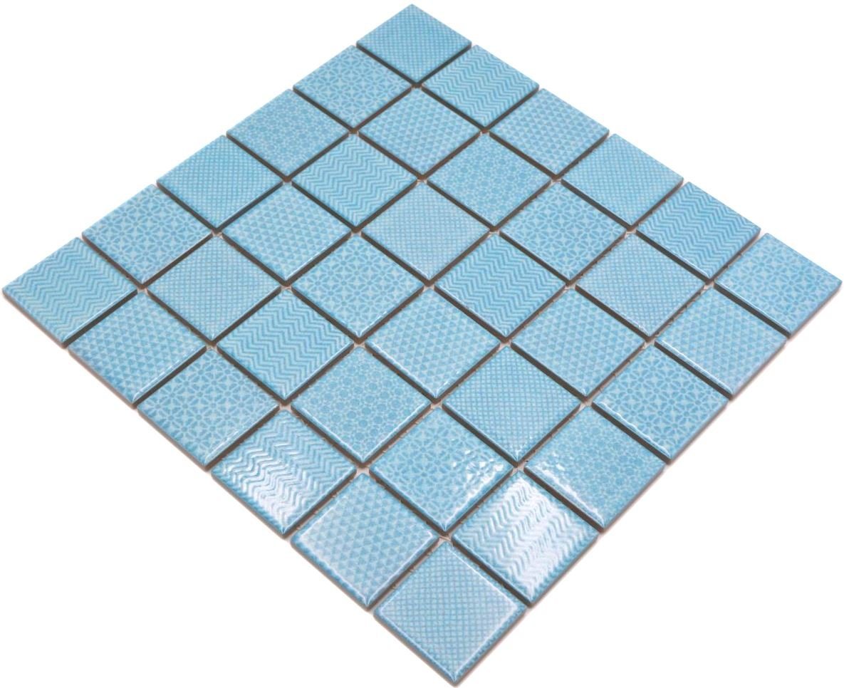 Mosani Mosaikfliesen Keramik Mosaik Fliese hellblau eisblau BAD Pool Fliesenspiegel Küche