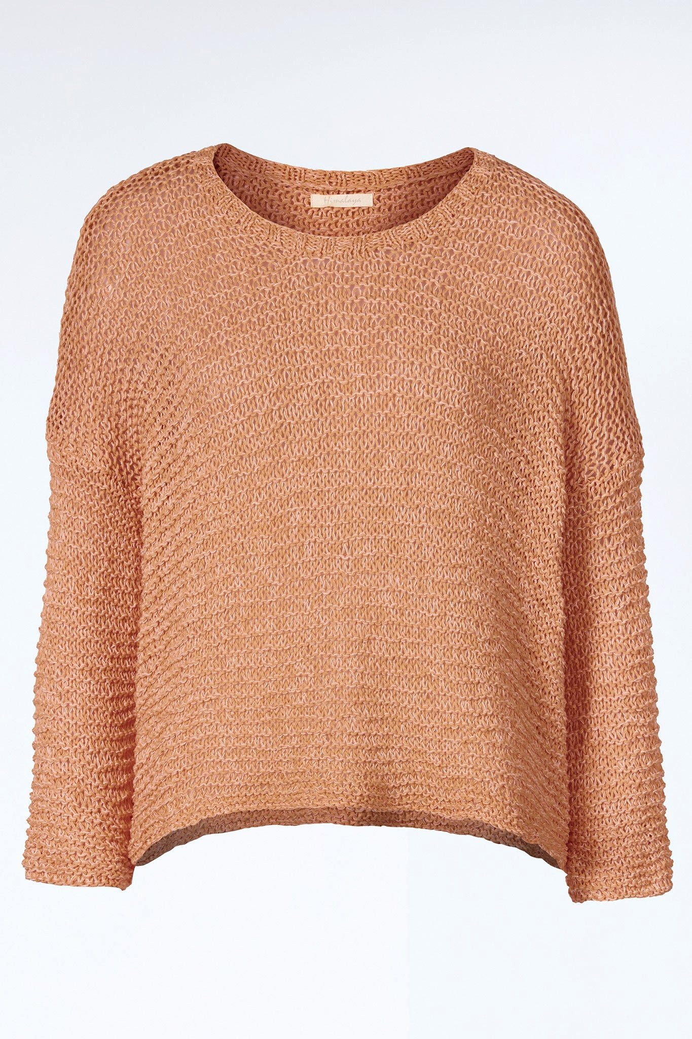 Himalaya Clothing Strickpullover Handgestrickter Pullover Damen - Stricksweater aus Baumwolle & Seide Lockerer Baumwollpullover kurzgeschnitten