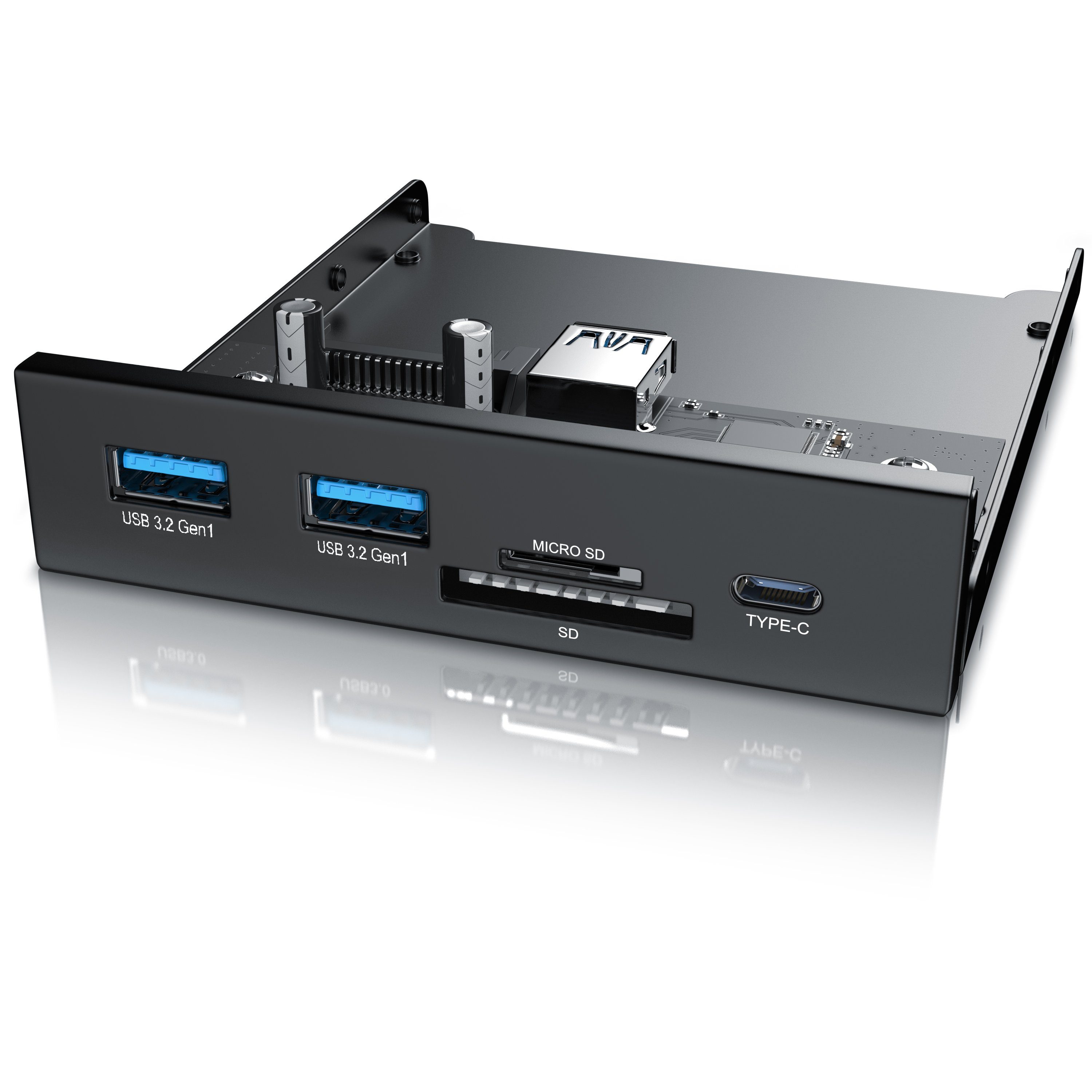 USB 3.2 Gen.1 Front Panel aus Metall, Cardreader, Speicherkartenleser USB-Adapter
