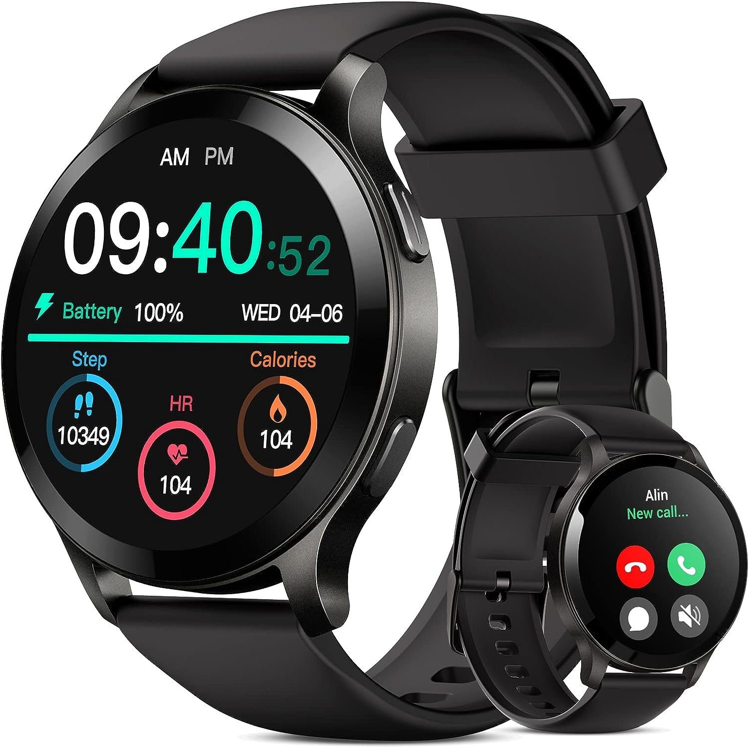 Parsonver Smartwatch (1,43 Zoll, Android iOS), Damen mit Telefonfunktion Fitness-Tracker HD IP68 Wasserdicht Sportuhr