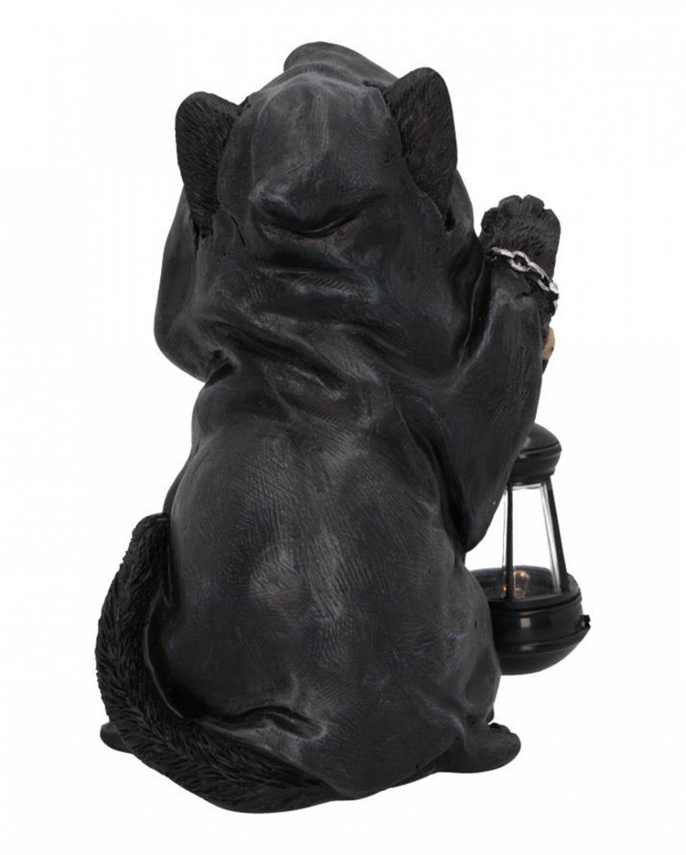 Horror-Shop Dekofigur Schwarze Grim Reaper Katze mit Umhang & Laterne 18