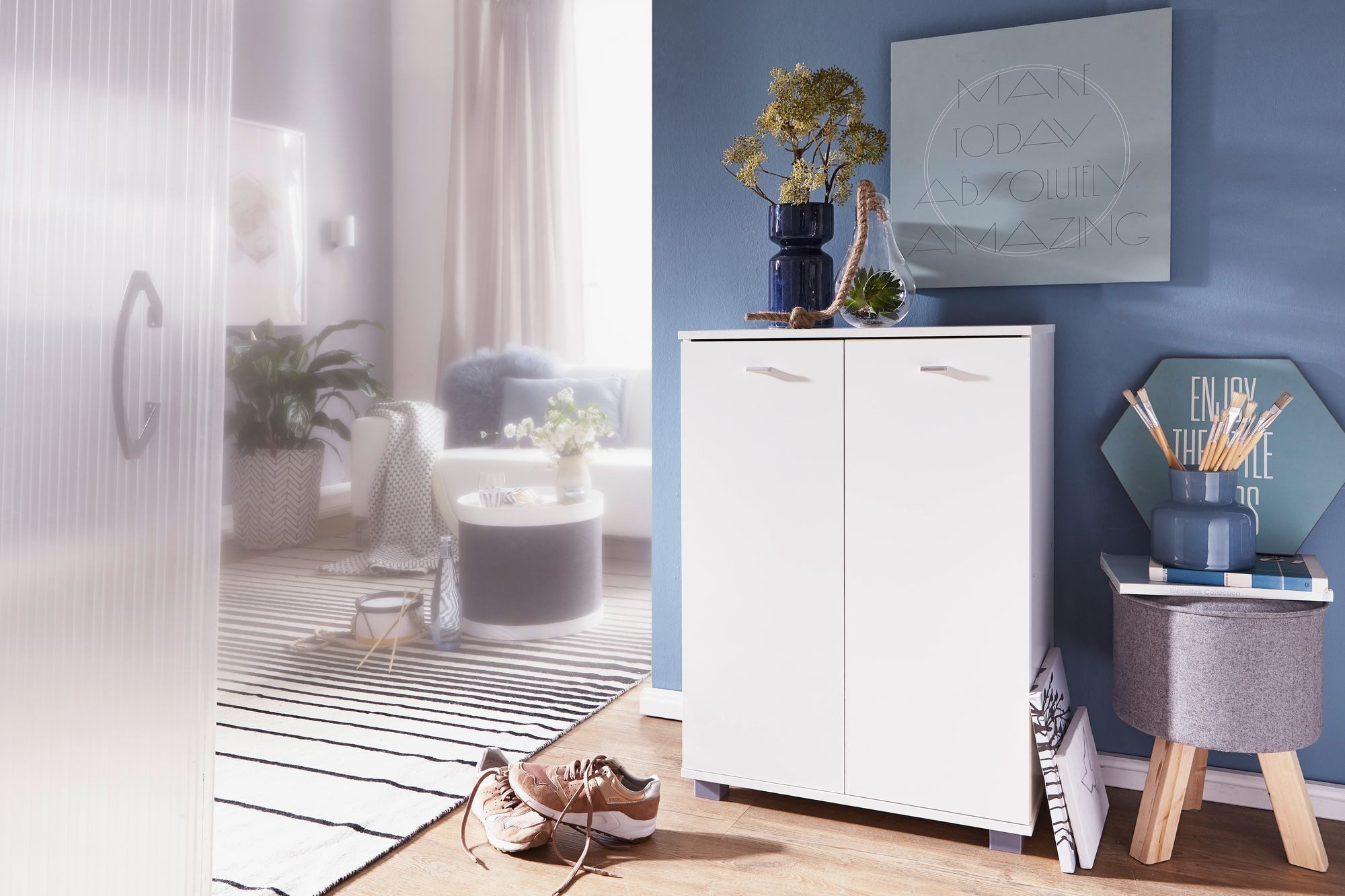 FINEBUY Schuhschrank SuVa1611_1 Holz 12 Paar Schuhe Schuhregal Schuhkommode günstig online kaufen