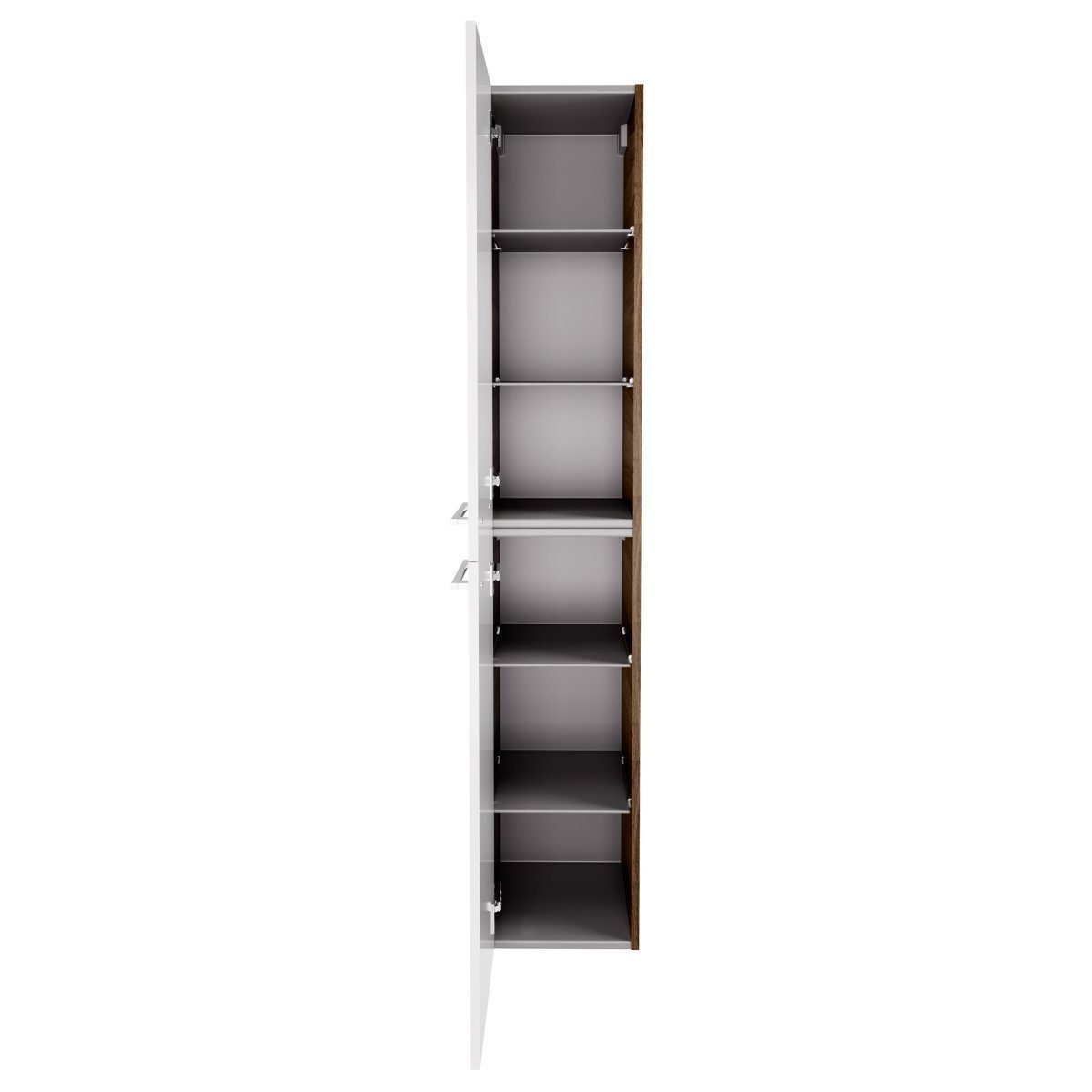 FACKELMANN Hochschrank Verona Hochschrank links - Weiß Hochglanz - Nussbaum