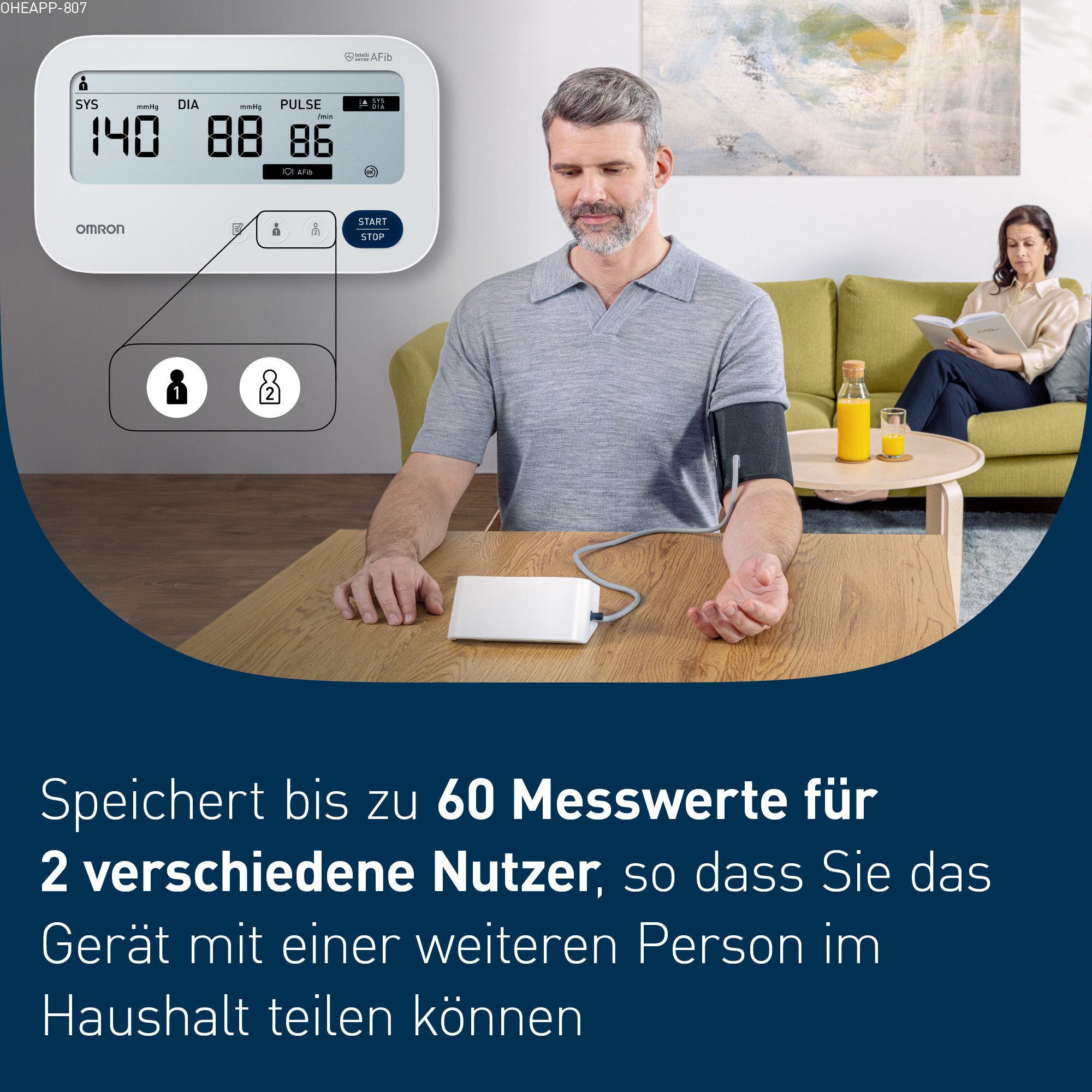 Omron Oberarm-Blutdruckmessgerät X3 Comfort AFib, 2 Nutzer, mit AFib-Screening bei jeder Messung, 2x60 Speicher, klinisch validiert, auch für Diabetiker und Schwangere