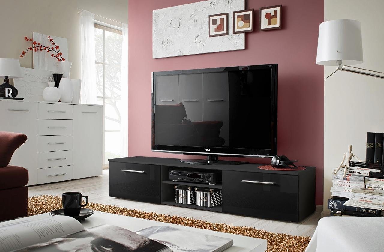 Schwarz Wohnzimmer Made TV-Ständer JVmoebel Kommoden Sideboard Design (1-St., TV in Europa Luxus 1x TV-Schrank Ständer)