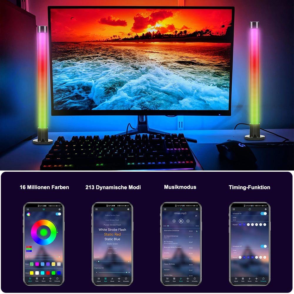 Gaming-Lampe, TV-Hintergrundbeleuchtung, Sync,RGB LED-Lightbar, Rosnek Bluetooth LED App-Steuerung Smart Music Stripe