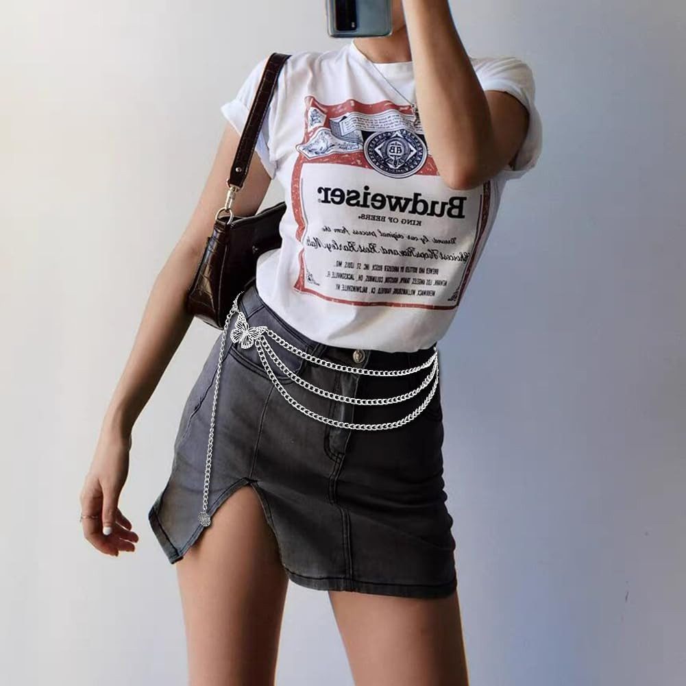 Zaewry Taillengürtel Damen Concho Kettengürtel mit Schmetterling,Verstellbare Taillenkette Metall Western Cowgirl Gürtel – Bild 5 von 5