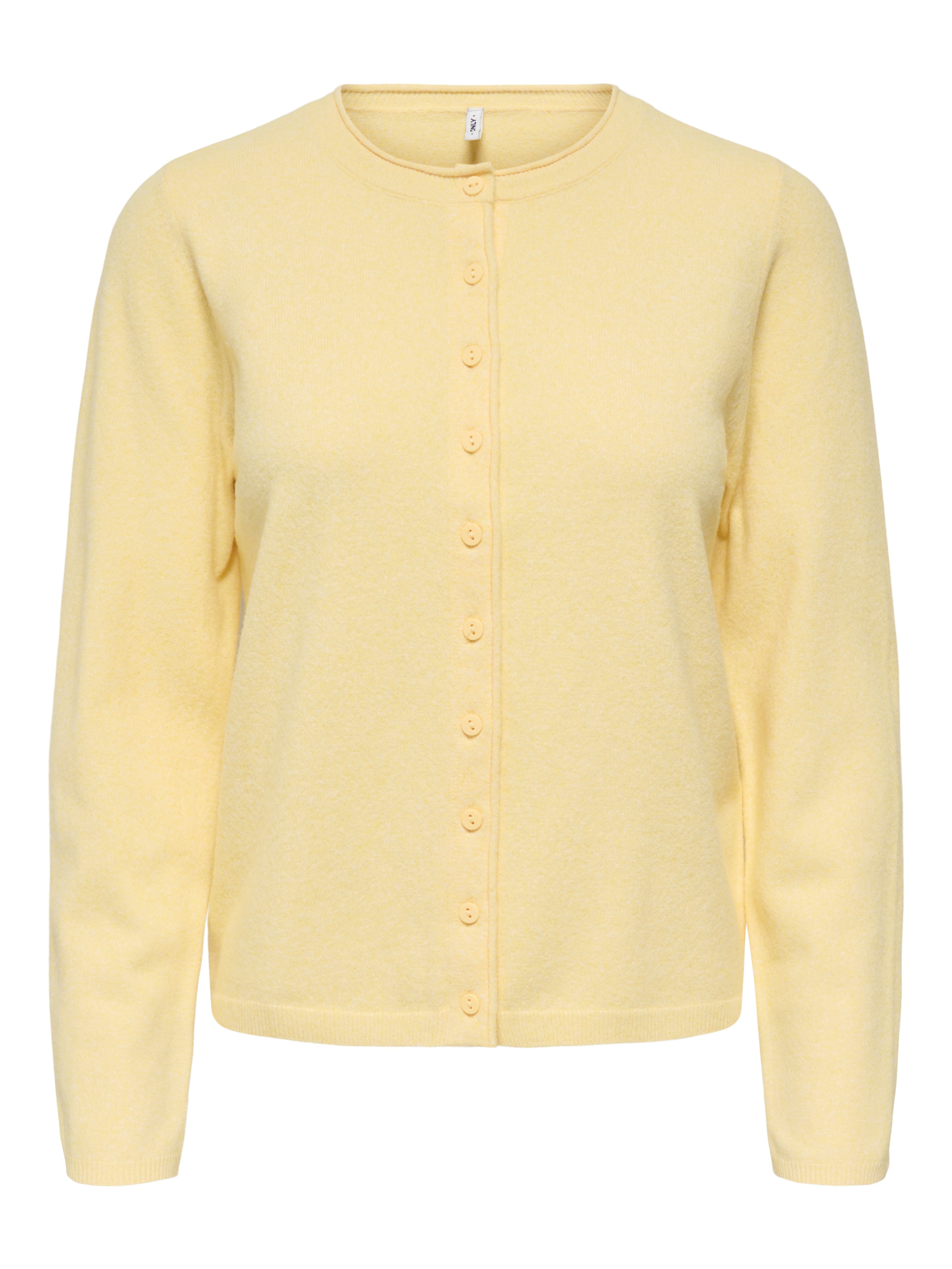 ONLY Strickjacke ONLLOYAL LIFE LS O-NECK BUT CAR KNT NOOS gerippte Ärmelbündchen