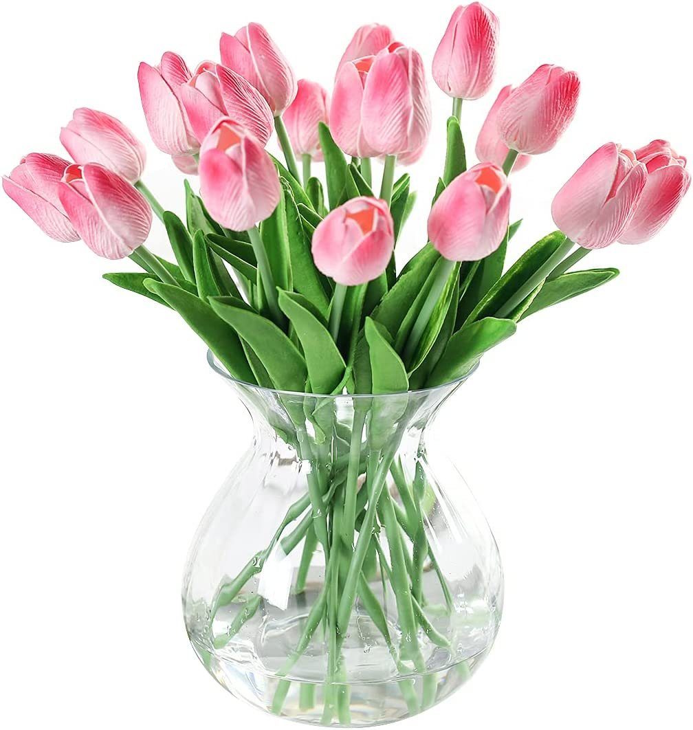 Kunstblume 10 Stück echte künstliche Tulpen Blumen Künstliche Tulpen, Mutoy, für Zuhause, Hochzeitsfeier, Party,Dekoration Rosa