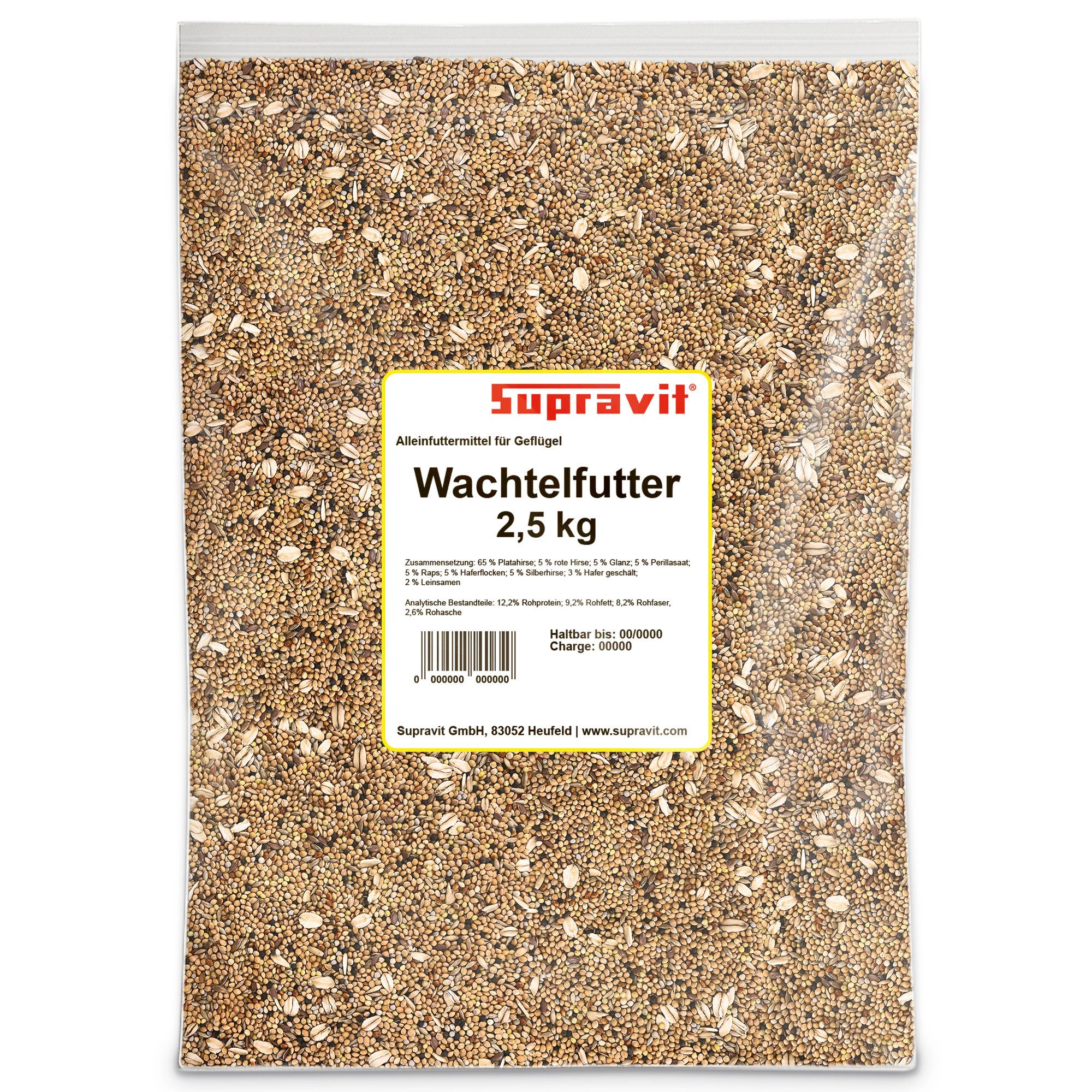 Supravit Wachtelfutter Körnermischung Wachteln, Legewachteln, Hühner, Hauptfutter für: Nutz-/ Wildtier