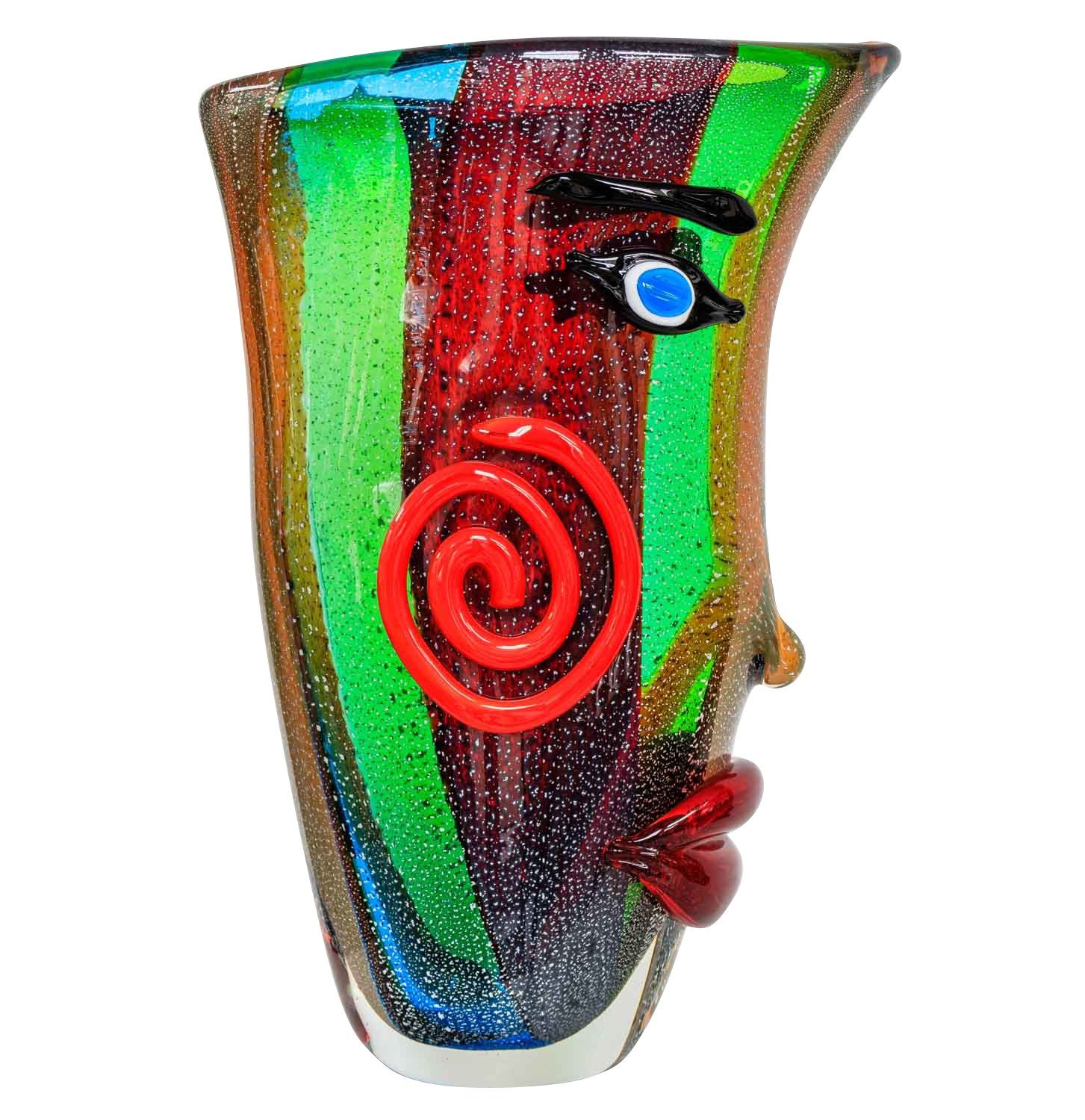 Aubaho Tischvase Glasvase Vase Gesicht Glas im Murano Antik Stil 38cm