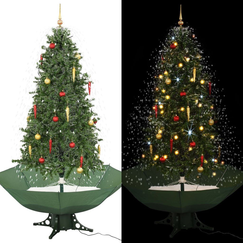 vidaXL Künstlicher Weihnachtsbaum, Schneiender Weihnachtsbaum mit Schirmfuß Grün 190 cm
