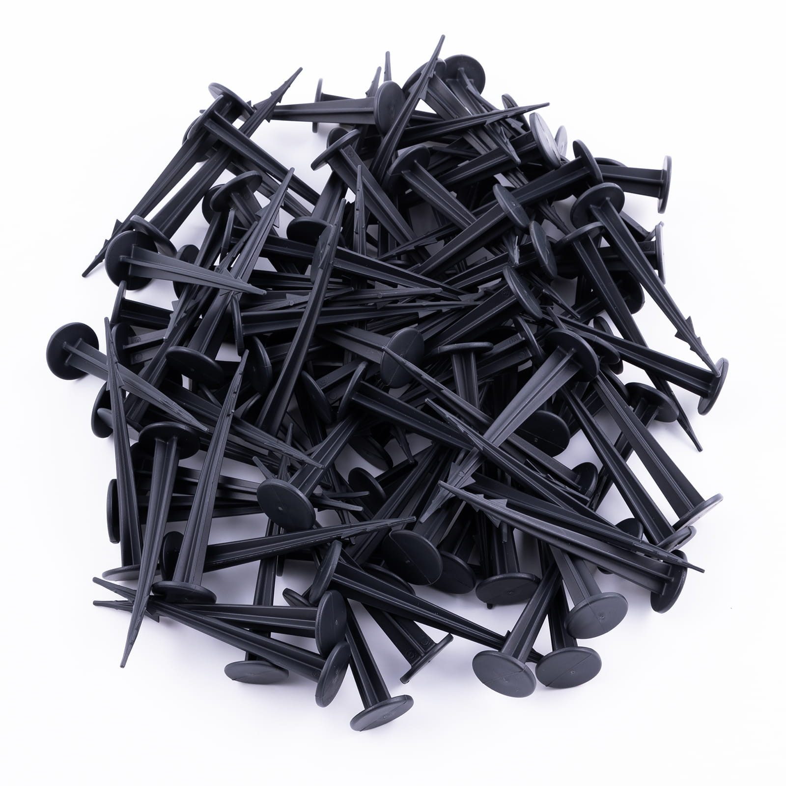 BooGardi Bodenanker Erdanker Kunststoff schwarz, für Unkrautvlies, zum Einschlagen, (100-St., 100 mm mit Kopf-Ø 25 mm), Erdnägel Zeltheringe Bodennägel Camping  – Bild 4 von 5