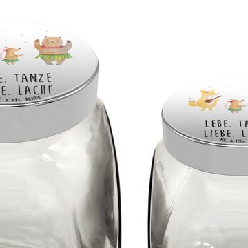 Mr. & Mrs. Panda Vorratsglas L 870ml Waldtiere Aloha - Weiß - Geschenk, Igel, Glasdose, Süßigkeite, Premium Glas, (1-tlg), Designvielfalt