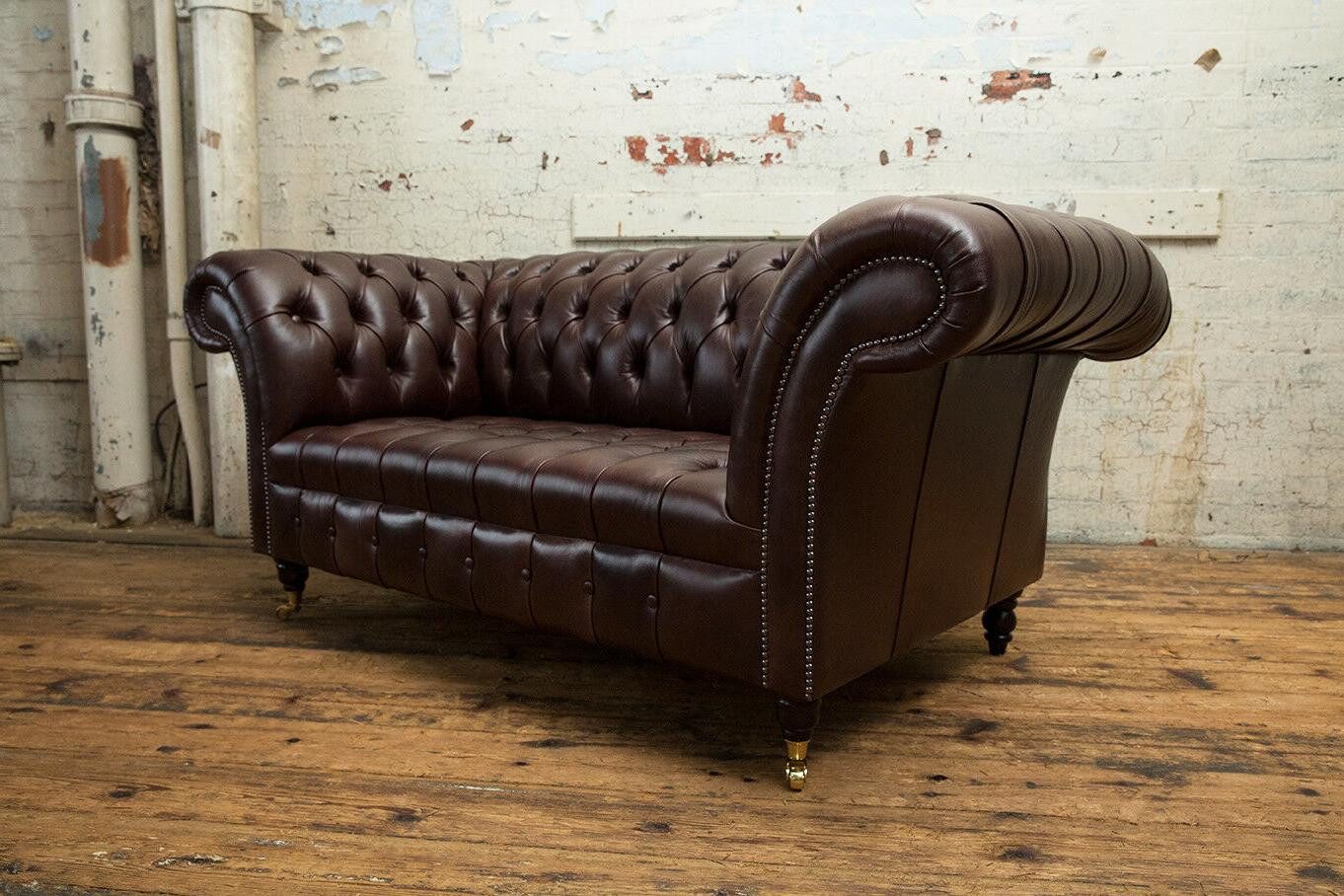 2-Sitzer Traditionelles Polstermöbel Chesterfield Braun Sofa