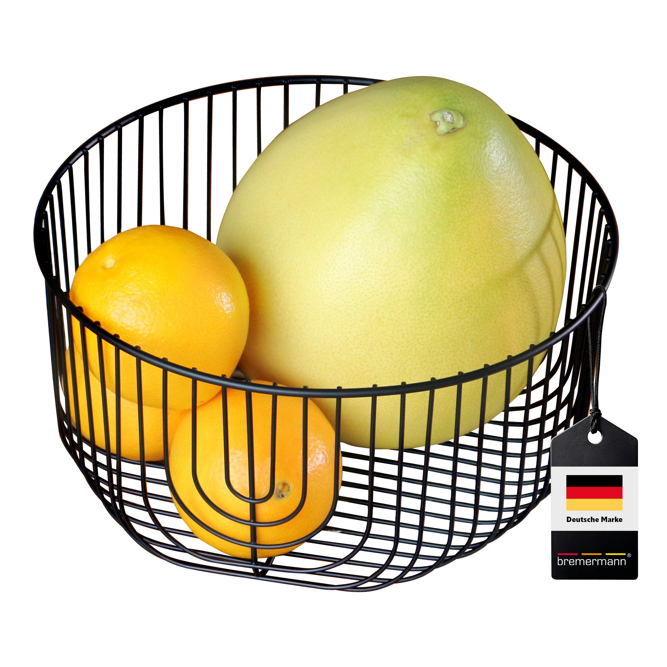 bremermann Obstschale Obstkorb, Obstschale, Drahtkorb rund, Ø ca. 25 x 12,5 H cm, schwarz, Metall, (1-tlg)