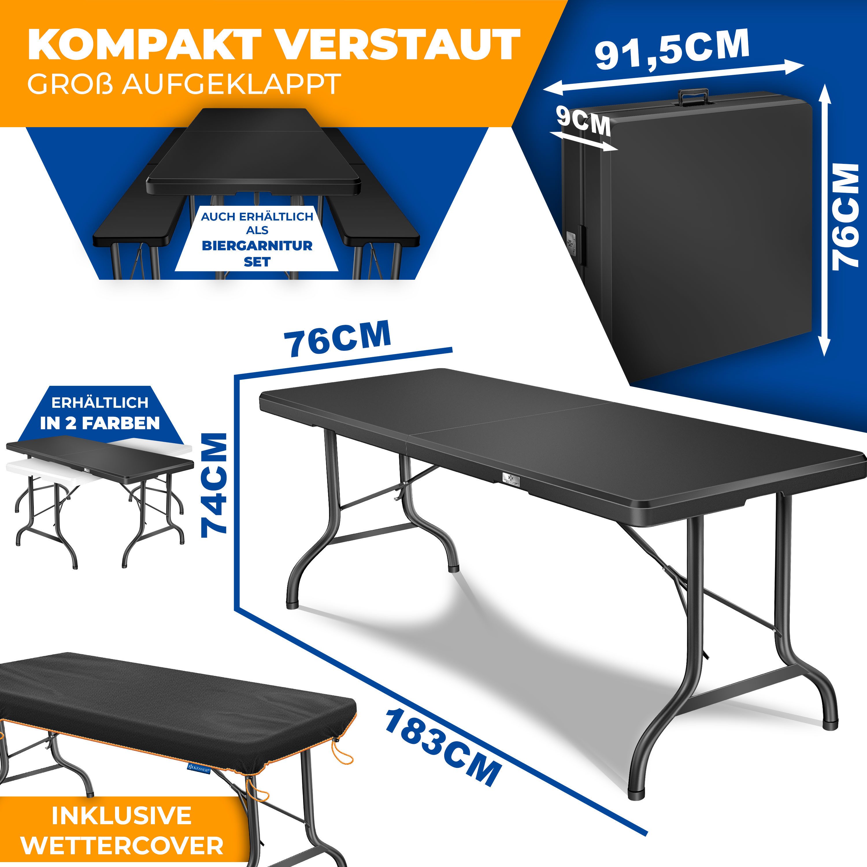 KESSER Tabletttisch, Buffettisch Tisch klappbar Kunststoff 183x76 cm Campin günstig online kaufen