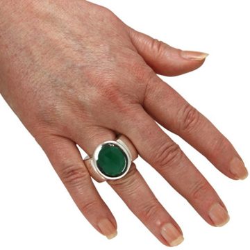 SKIELKA DESIGNSCHMUCK Silberring Silber Ring "Heavy" mit grünem Chalcedon (Sterling Silber 925) (1-tlg), hochwertige Goldschmiedearbeit aus Deutschland