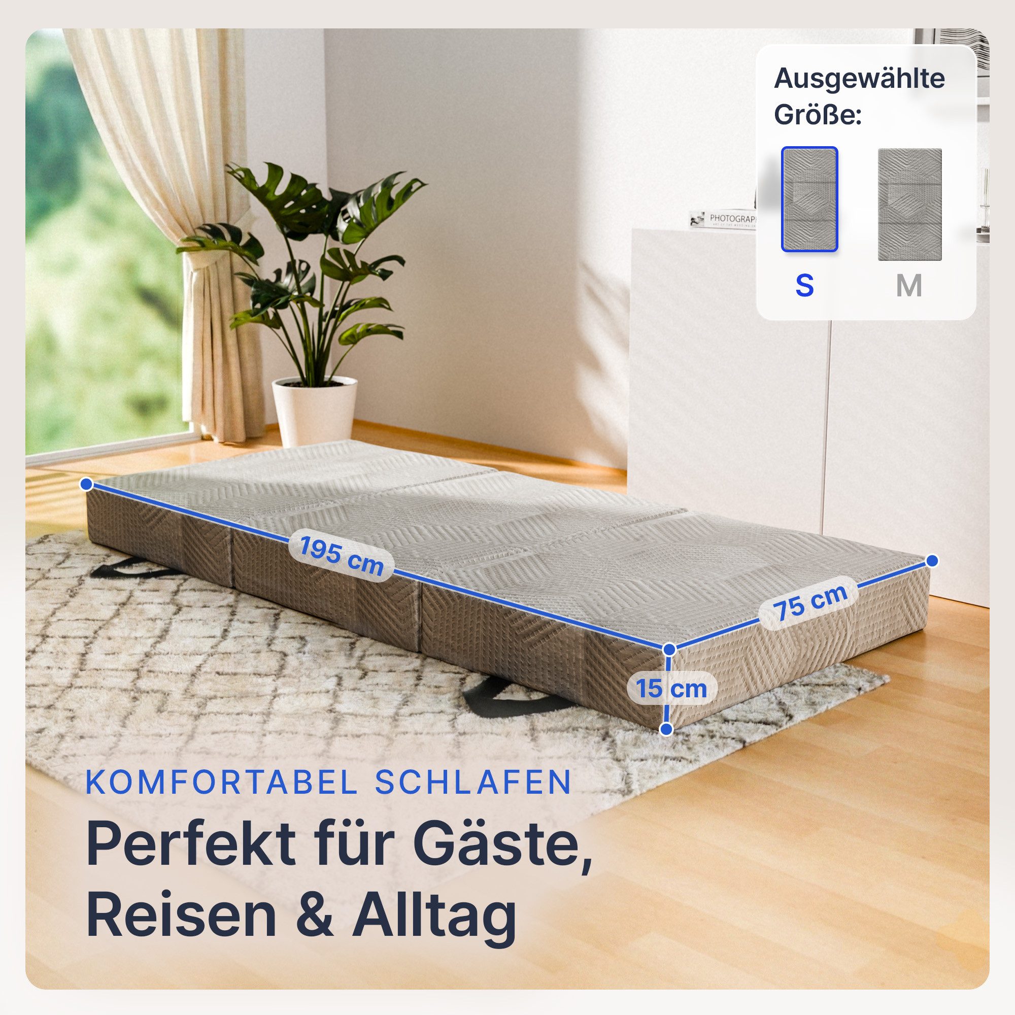 Klappmatratze Memory-Komfortkern, gurkler, 15 cm hoch, (Visco-Schaum, Gäste günstig online kaufen