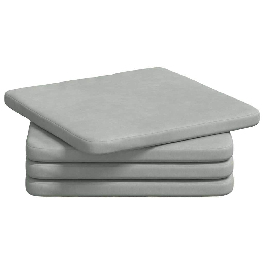 vidaXL Sitzauflage Sitzkissen 4 stk. Samt Hellgrau 40 x 40 x 3 cm, (4 St)
