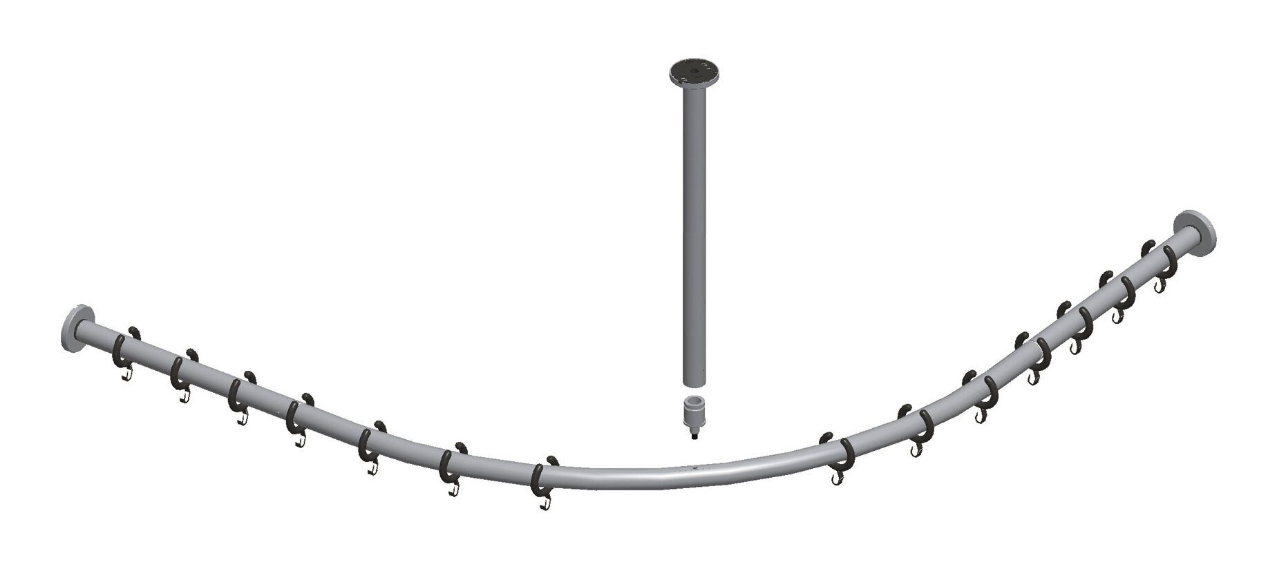 Keuco Duschvorhangstange Plan, Ø 25 mm, Metall, Brausevorhangstangen-Set für Dusche Viertelkreis 90 x 90 cm