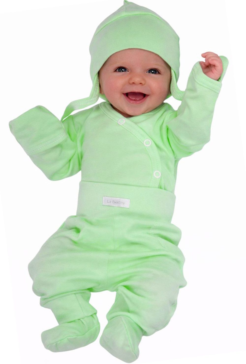 La Bortini Body & Hose Baby Anzug 3Tlg Wickelbody Hose Mütze Body aus reiner Baumwolle, 44 50 56 62 68 74 80